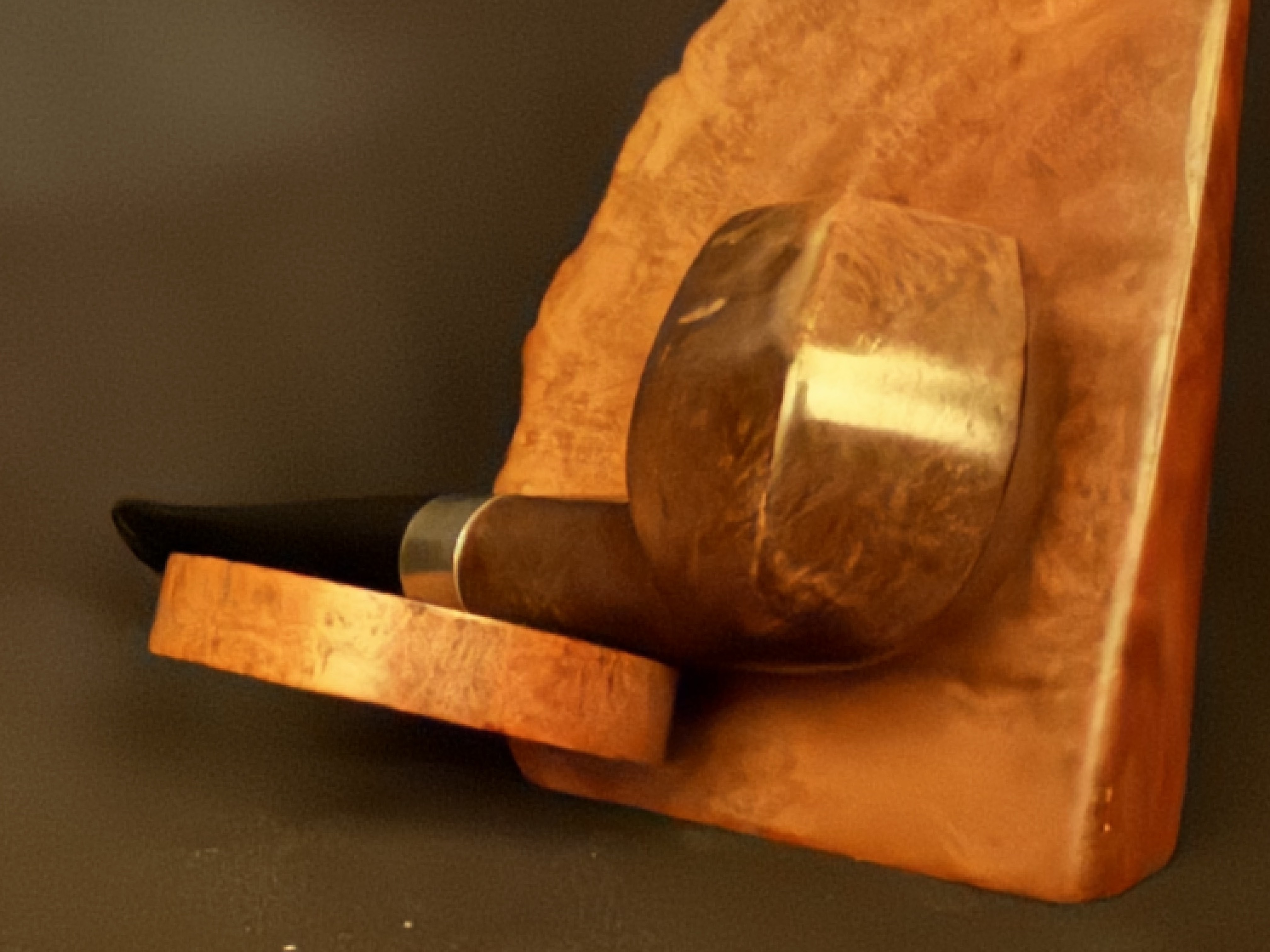 Unmarked Smooth Straight Estate Pipe - Hexagonal Vulcanite Saddle Stem, Metal Band, Unsmoked 6