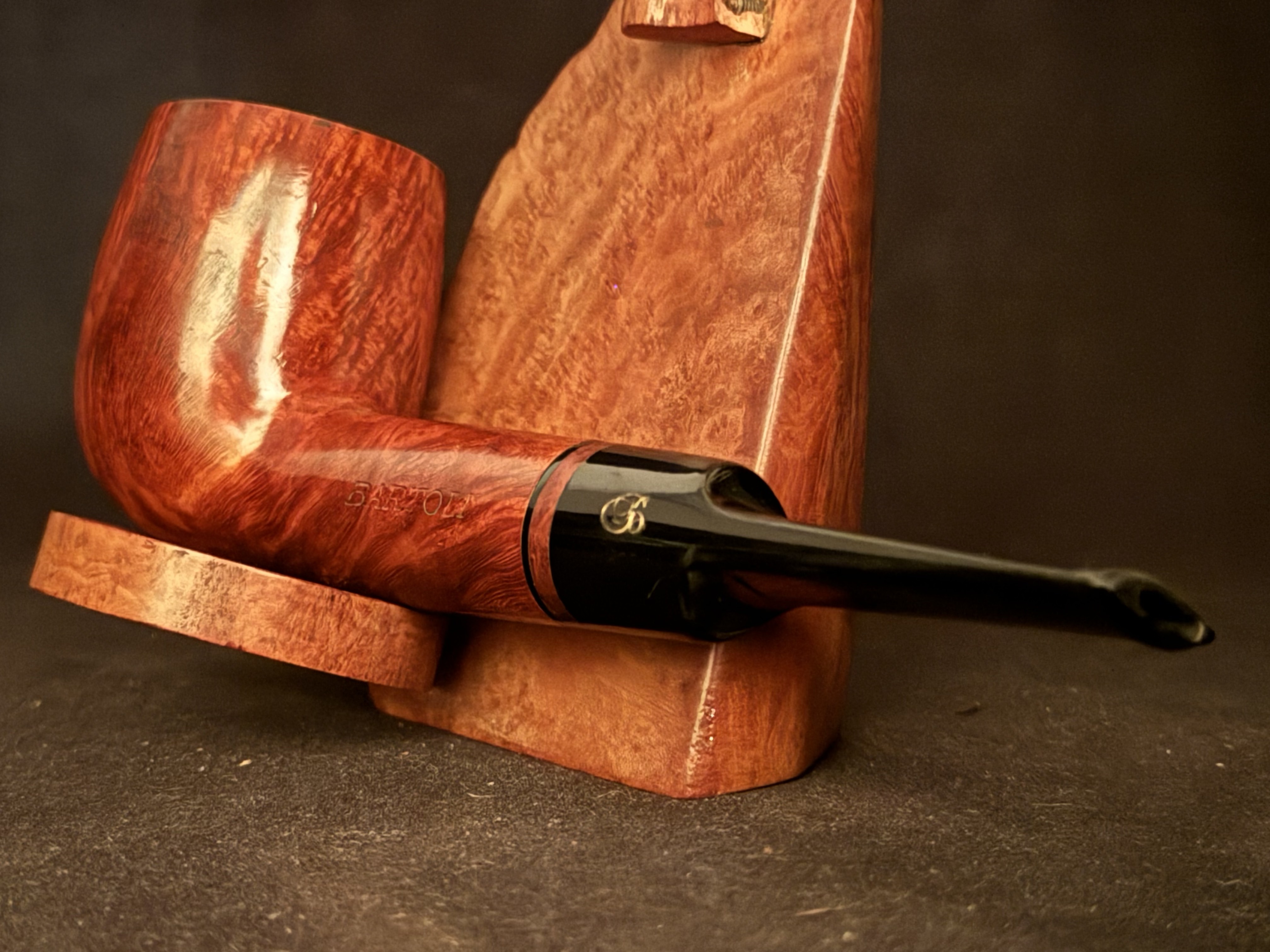 Bartoni Radica 80 Smooth Straight Billiard Estate Pipe - Large Bowl, Acrylic Saddle Stem, Fishtail, 9mm Filter 8