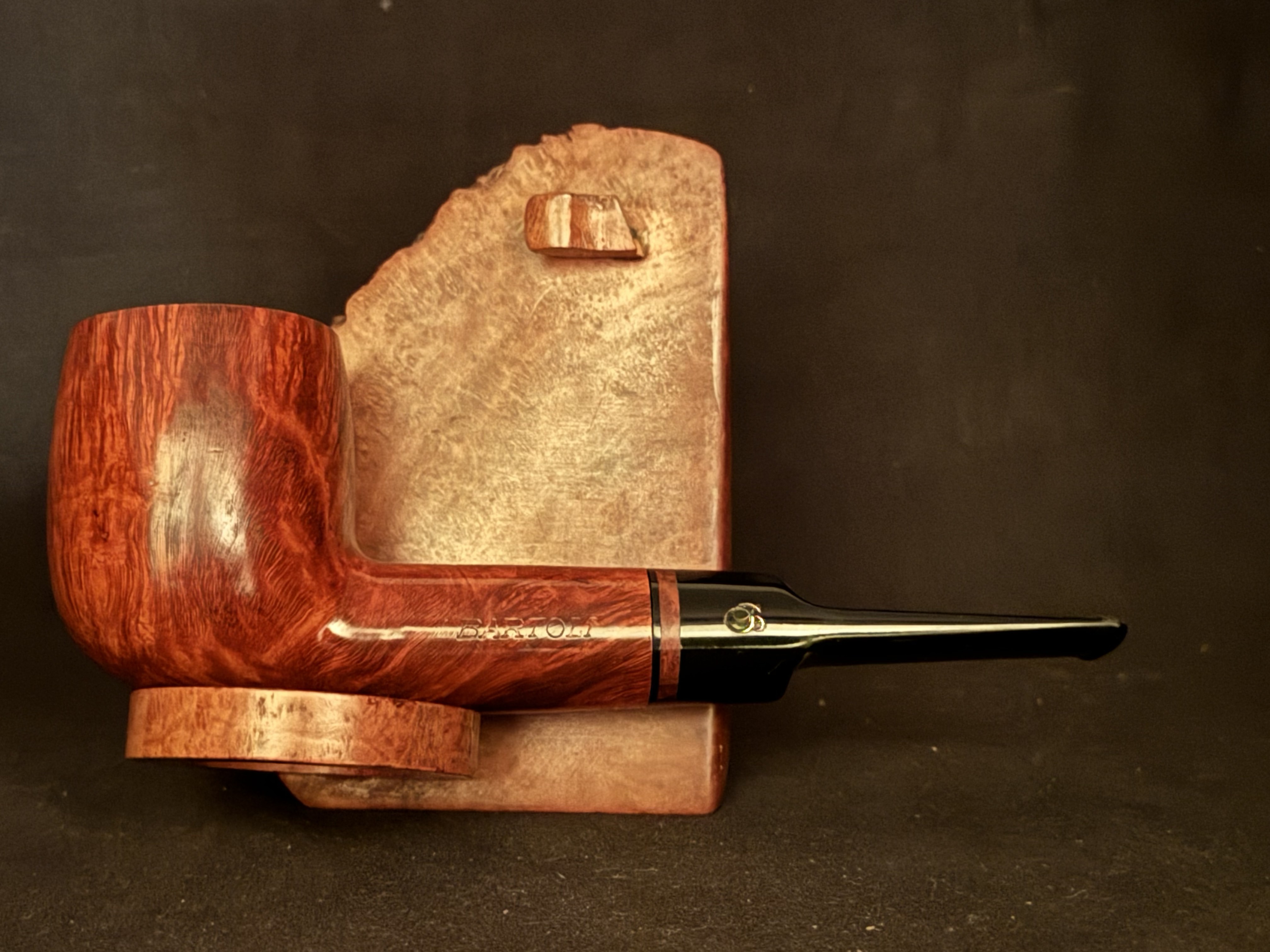 Bartoni Radica 80 Smooth Straight Billiard Estate Pipe - Large Bowl, Acrylic Saddle Stem, Fishtail, 9mm Filter 3