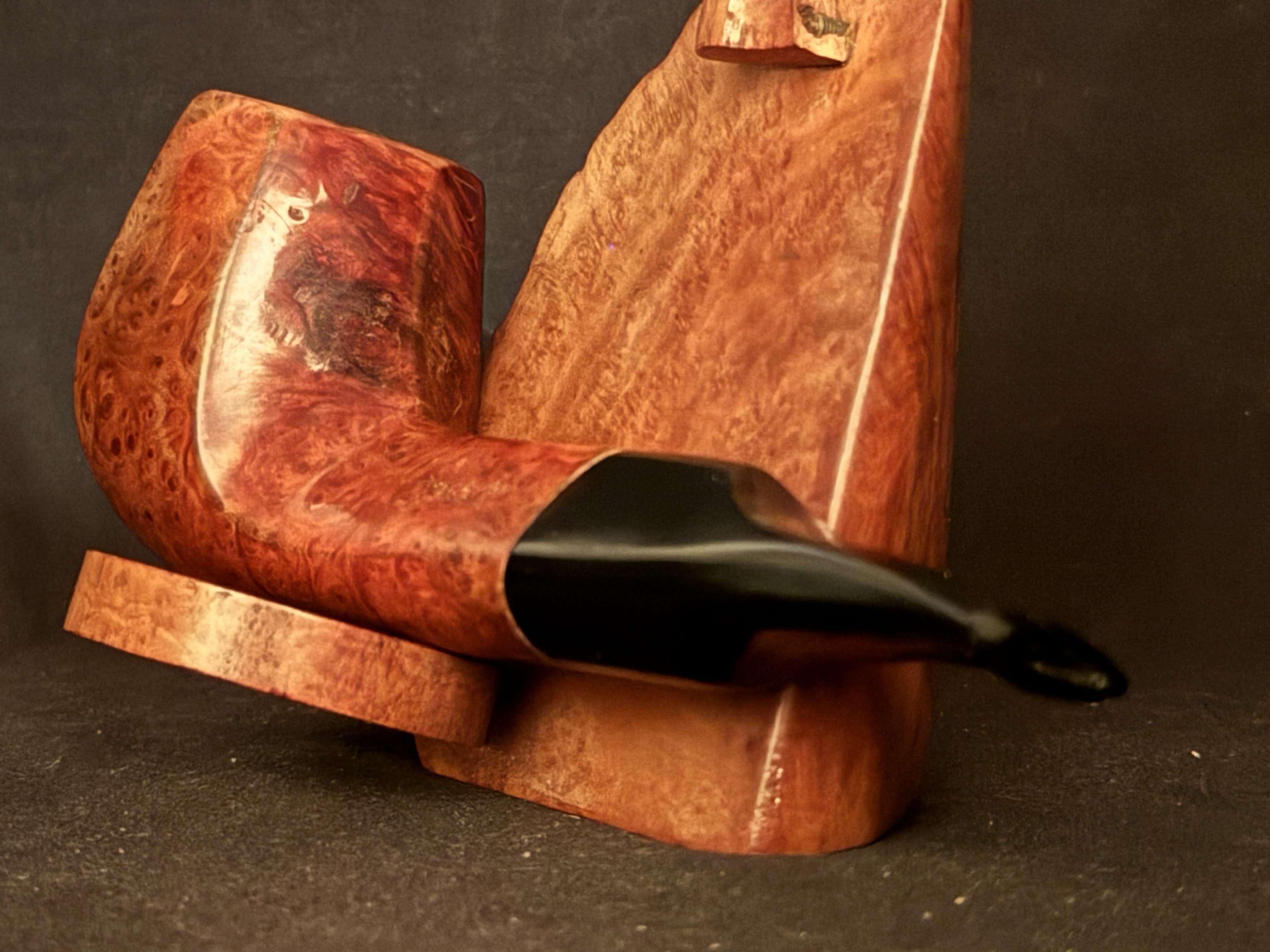 Lorenzo 991 Hexagonal Paneled Brandy Estate Pipe - Diamond Shank Acrylic Saddle Stem 7