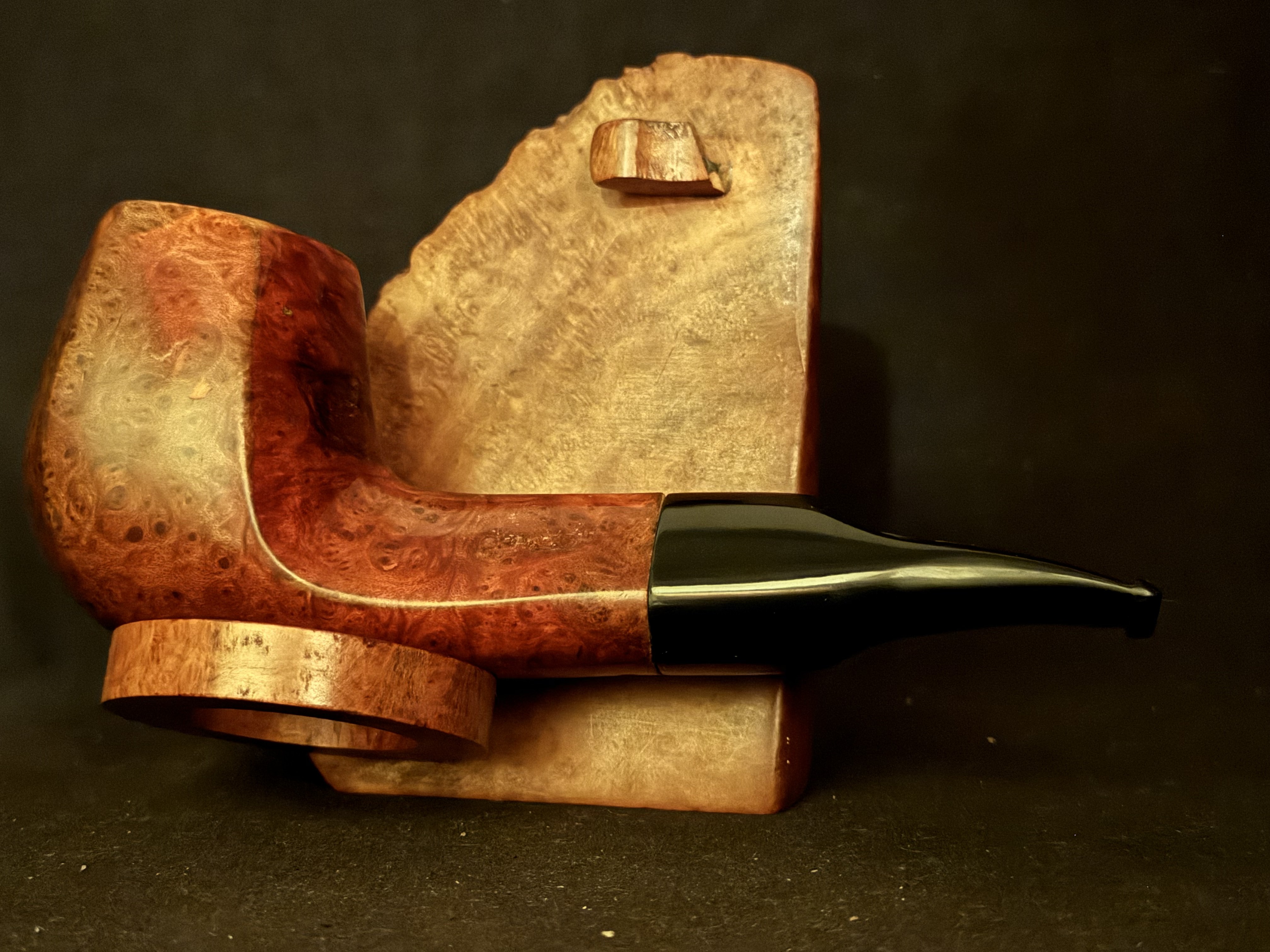 Lorenzo 991 Hexagonal Paneled Brandy Estate Pipe - Diamond Shank Acrylic Saddle Stem 3