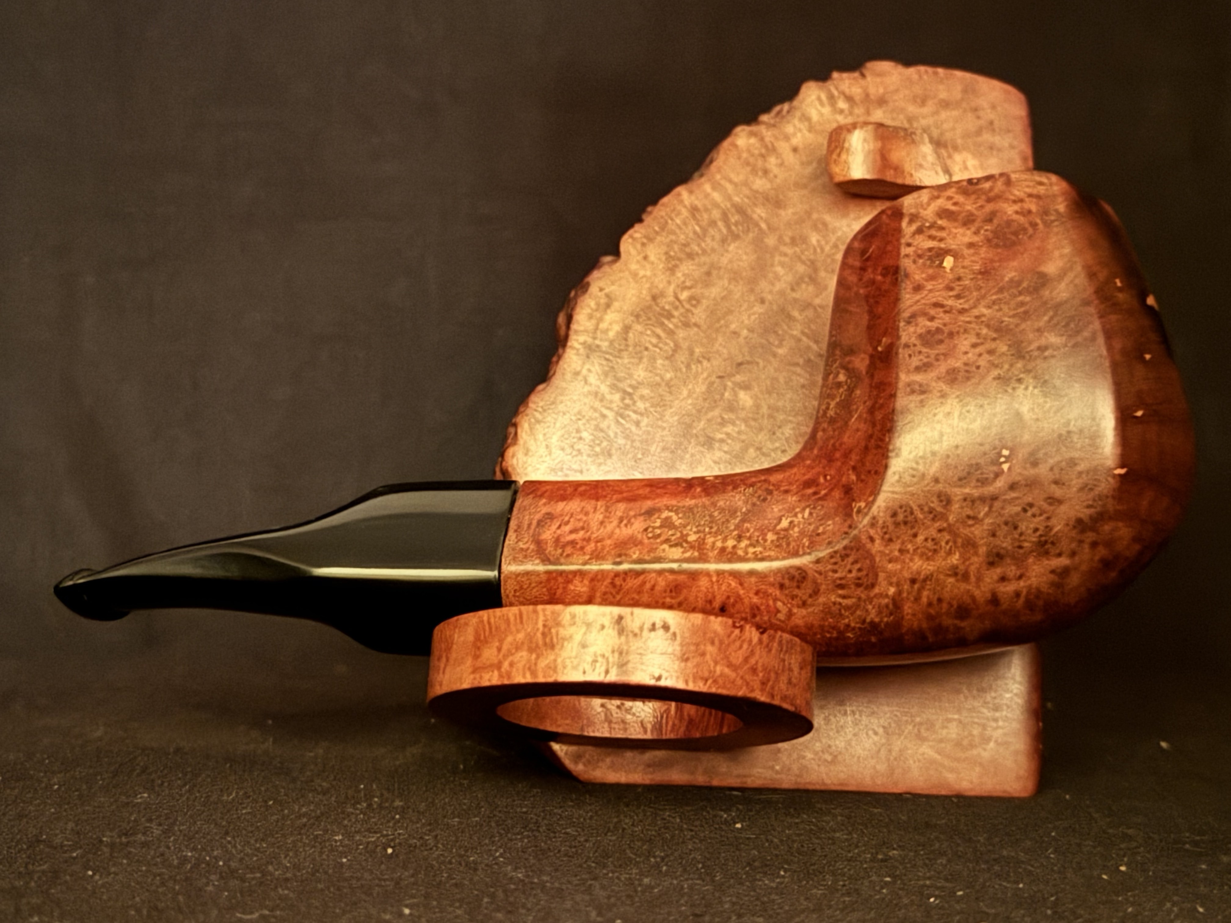 Lorenzo 991 Hexagonal Paneled Brandy Estate Pipe - Diamond Shank Acrylic Saddle Stem 4