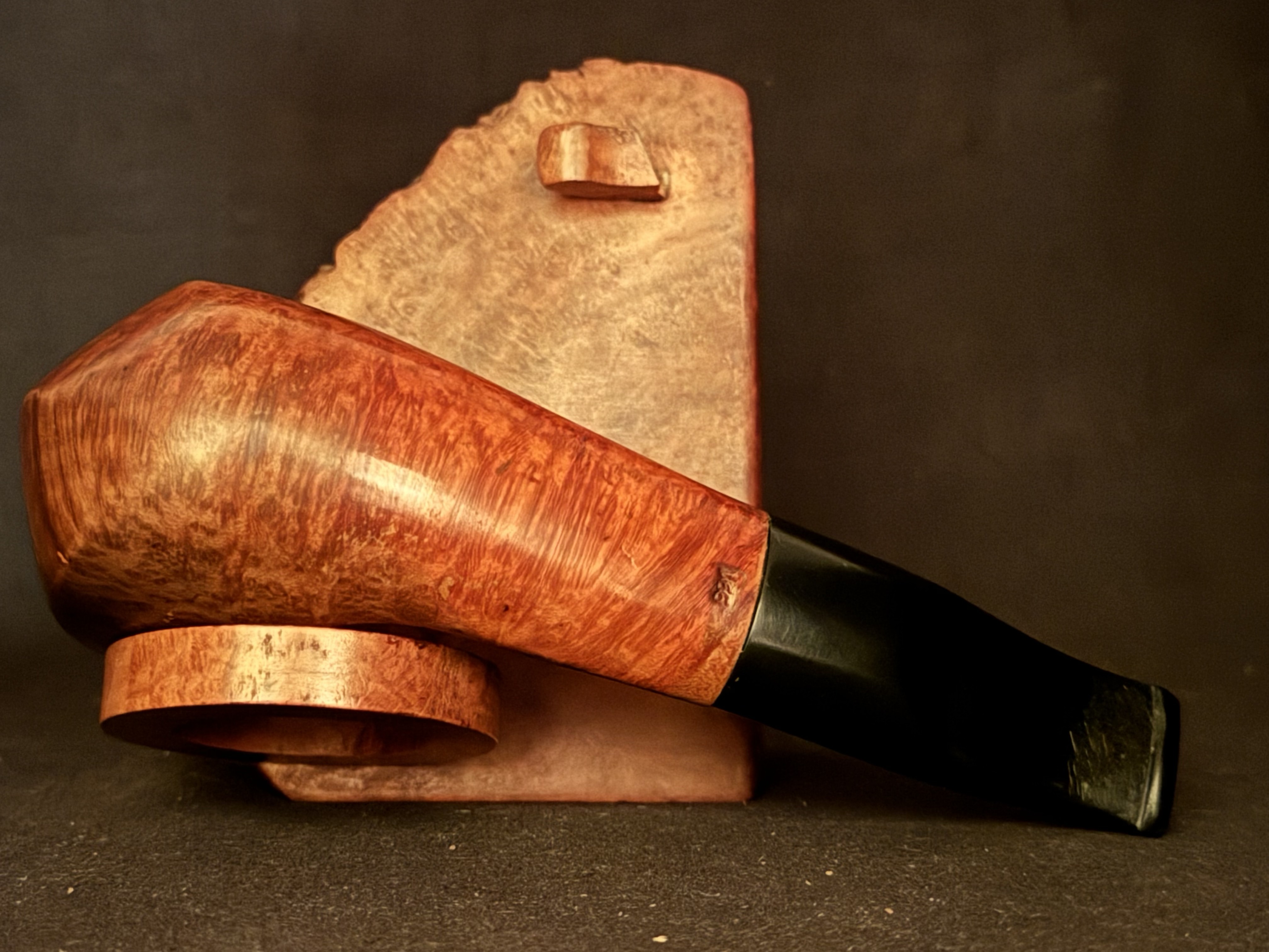 Lorenzo 991 Hexagonal Paneled Brandy Estate Pipe - Diamond Shank Acrylic Saddle Stem 6