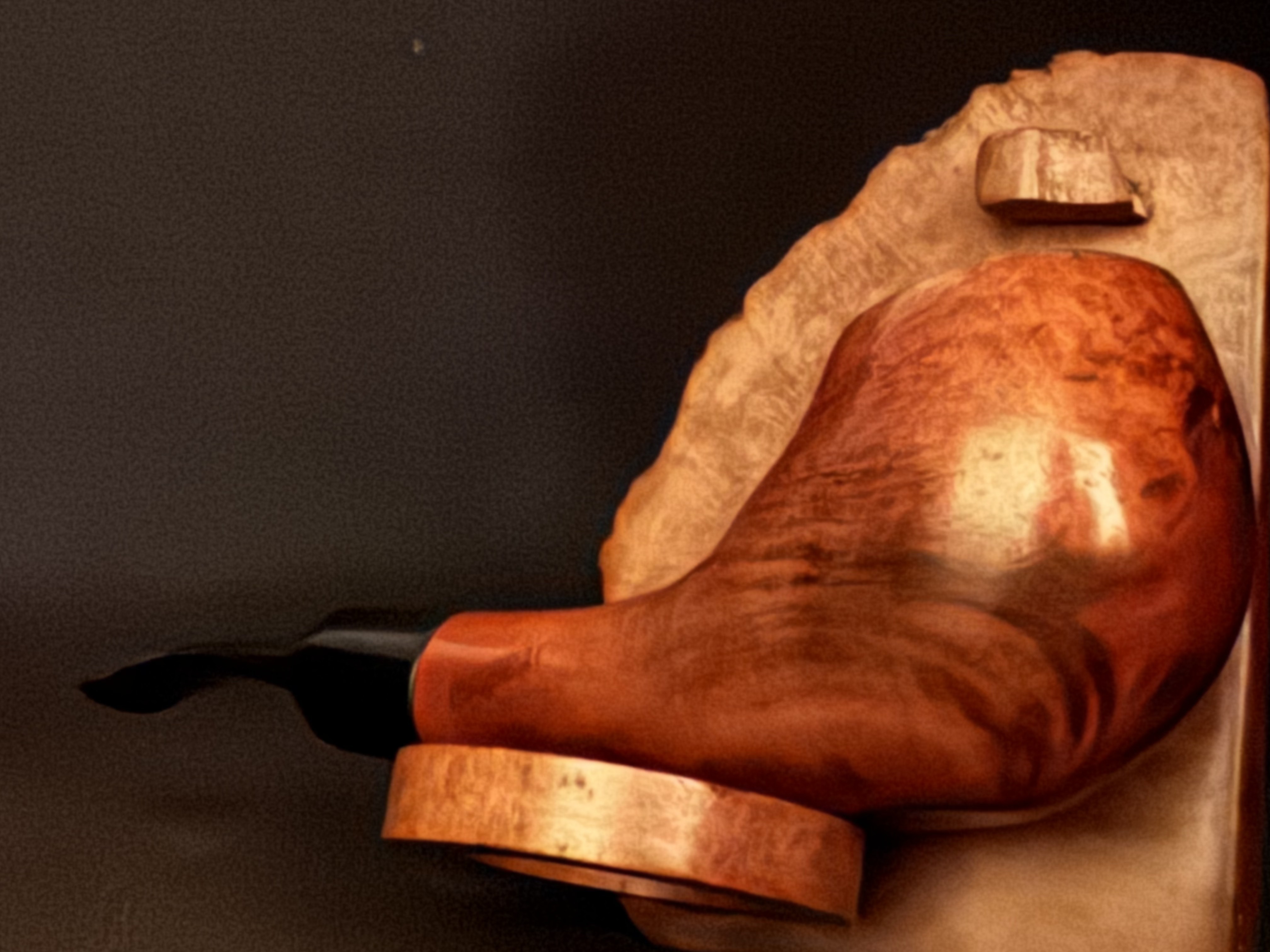 Lorenzo TUGBOAT 8547/1 Smooth Briar Horn-Shape Sitter Estate Pipe - Acrylic Saddle Stem, Fishtail, 9mm Filter 7