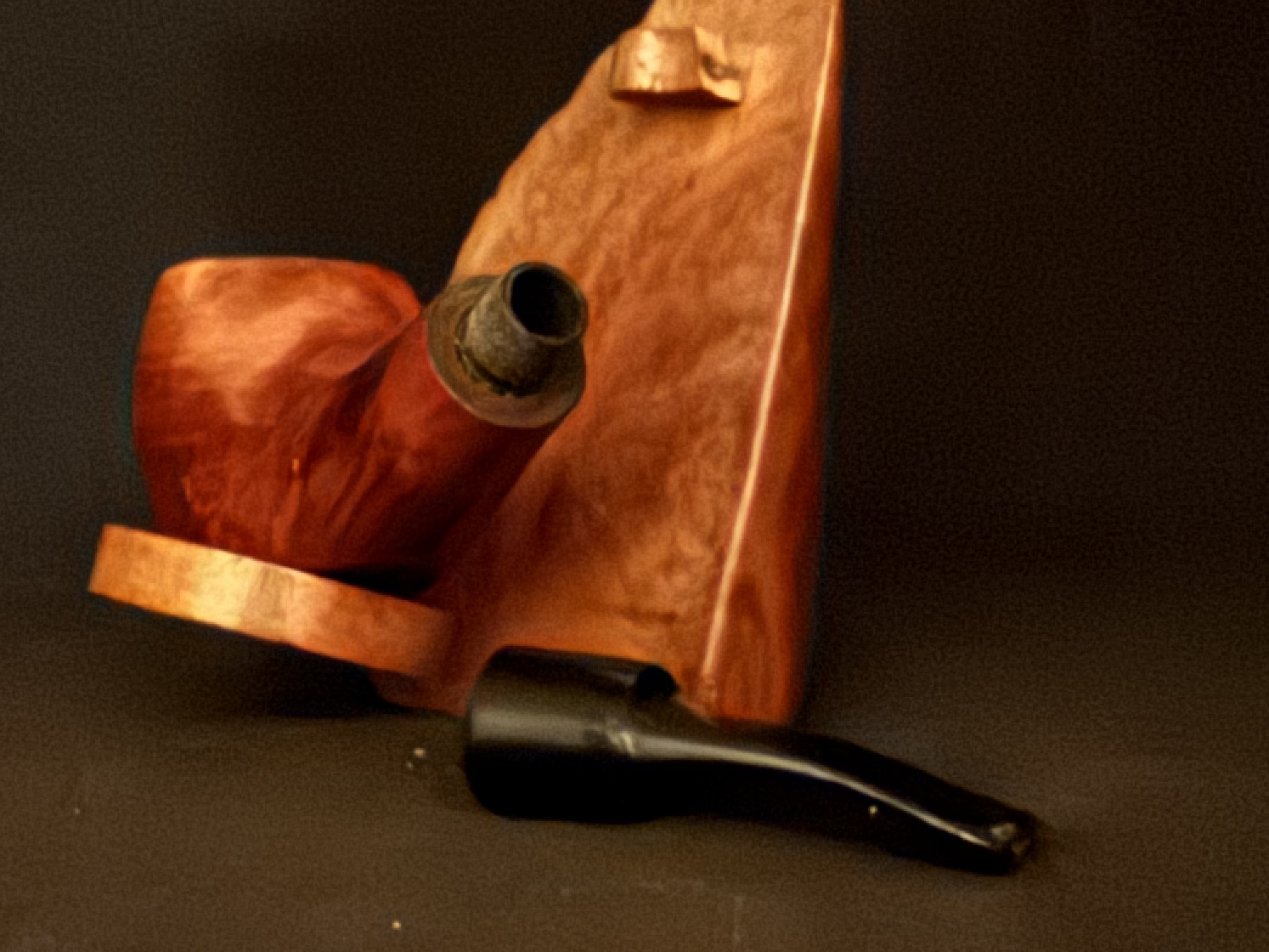 Lorenzo TUGBOAT 8547/1 Smooth Briar Horn-Shape Sitter Estate Pipe - Acrylic Saddle Stem, Fishtail, 9mm Filter 6