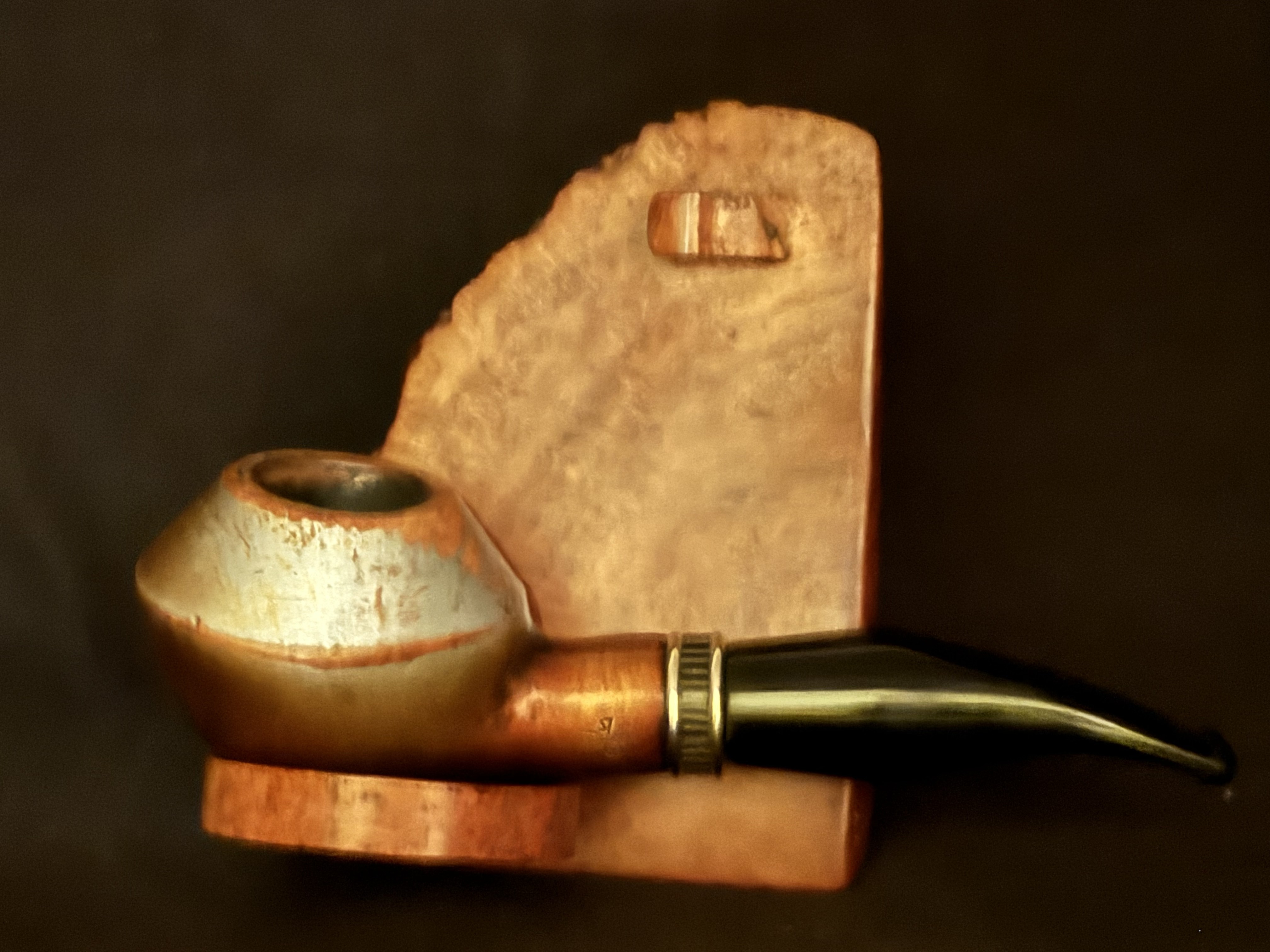 Estate Pipe - Stamped jB - Smooth Straight Pot - Double Brass Band - Acrylic Tapered Fishtail Stem, 9mm Filter 4