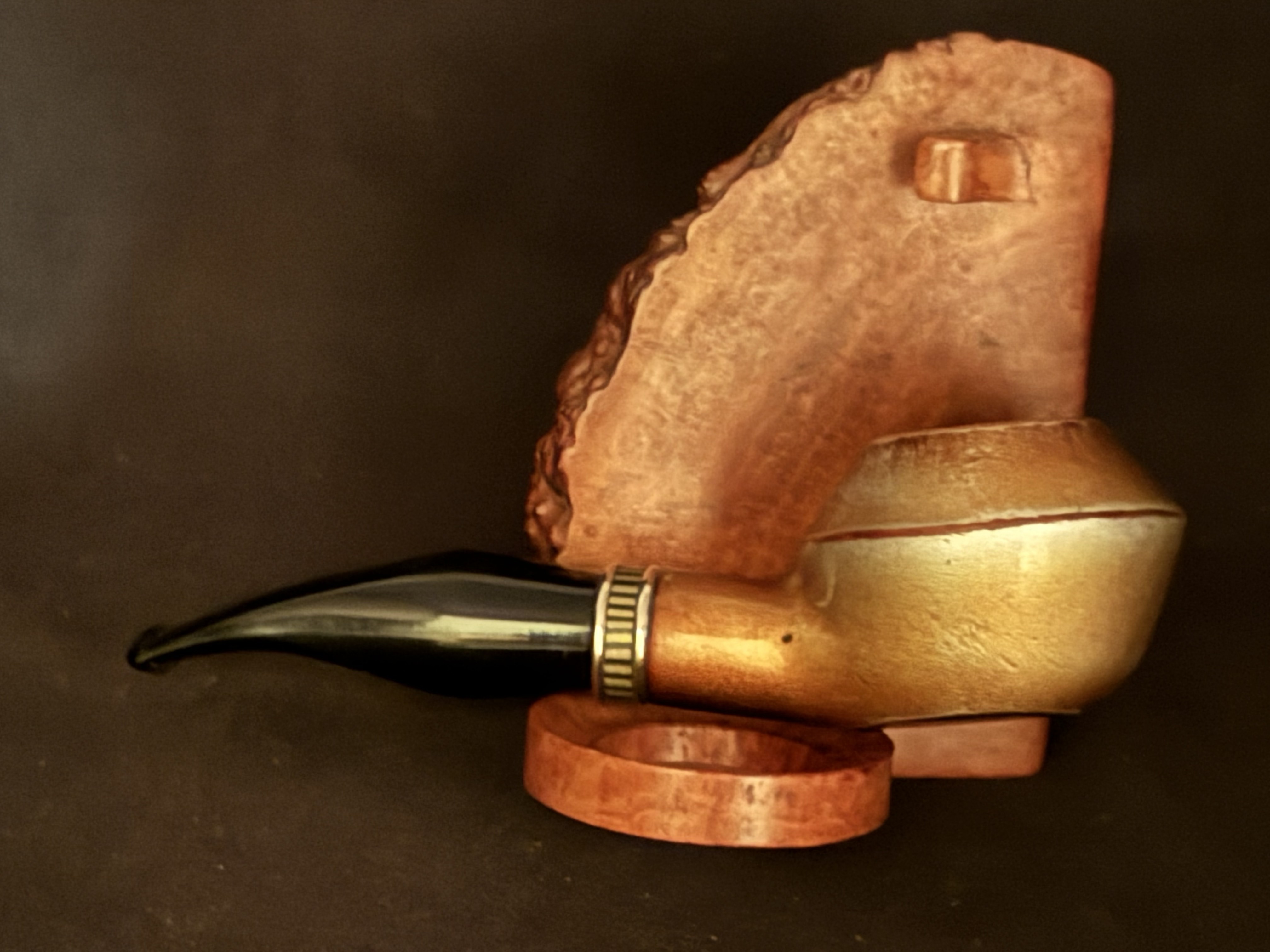 Estate Pipe - Stamped jB - Smooth Straight Pot - Double Brass Band - Acrylic Tapered Fishtail Stem, 9mm Filter 5