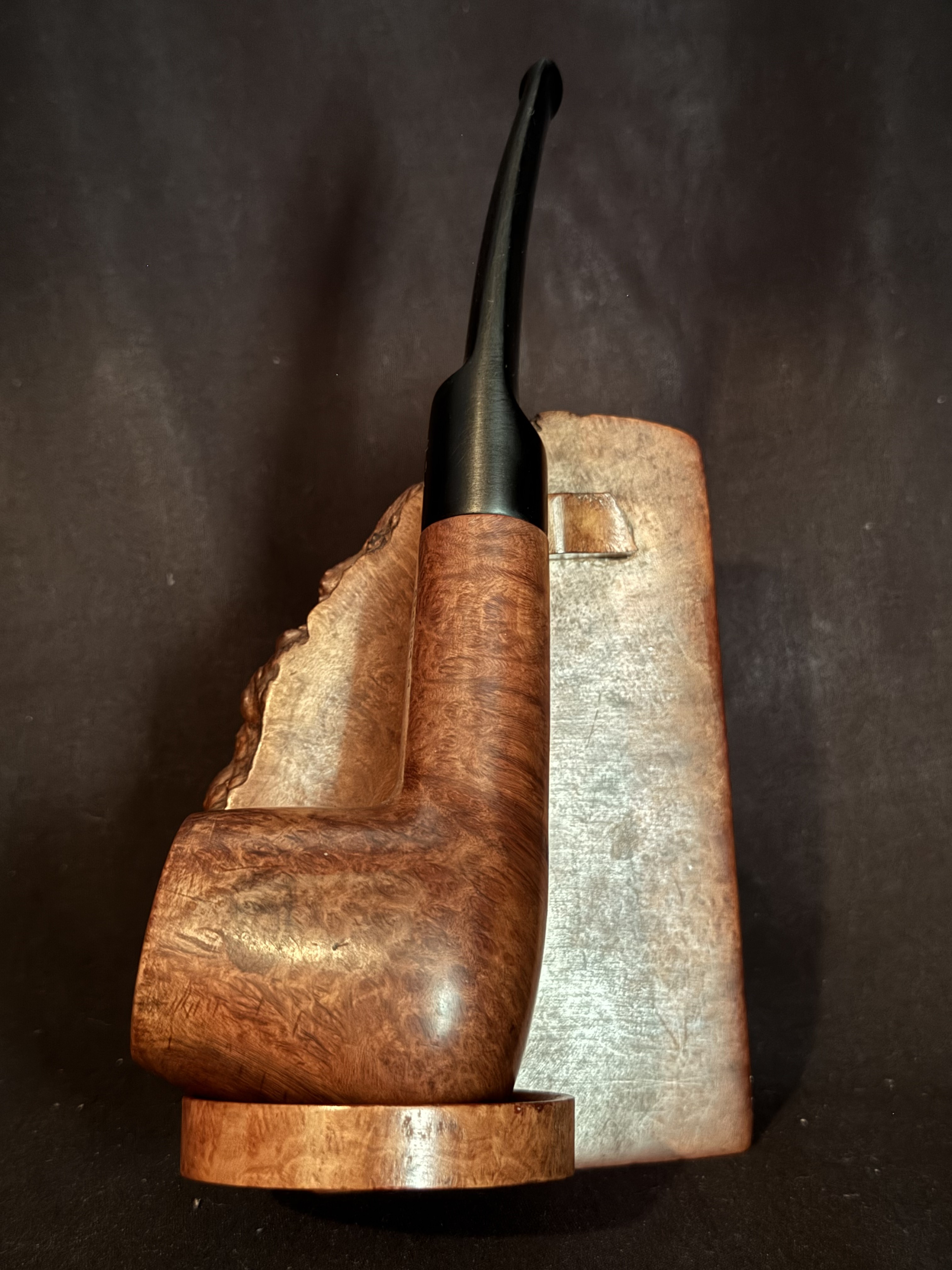 Spitfire by Lorenzo Lario Smooth Brandy Estate Pipe, Oval Shank, 9mm Filter, Fishtail Vulcanite Stem