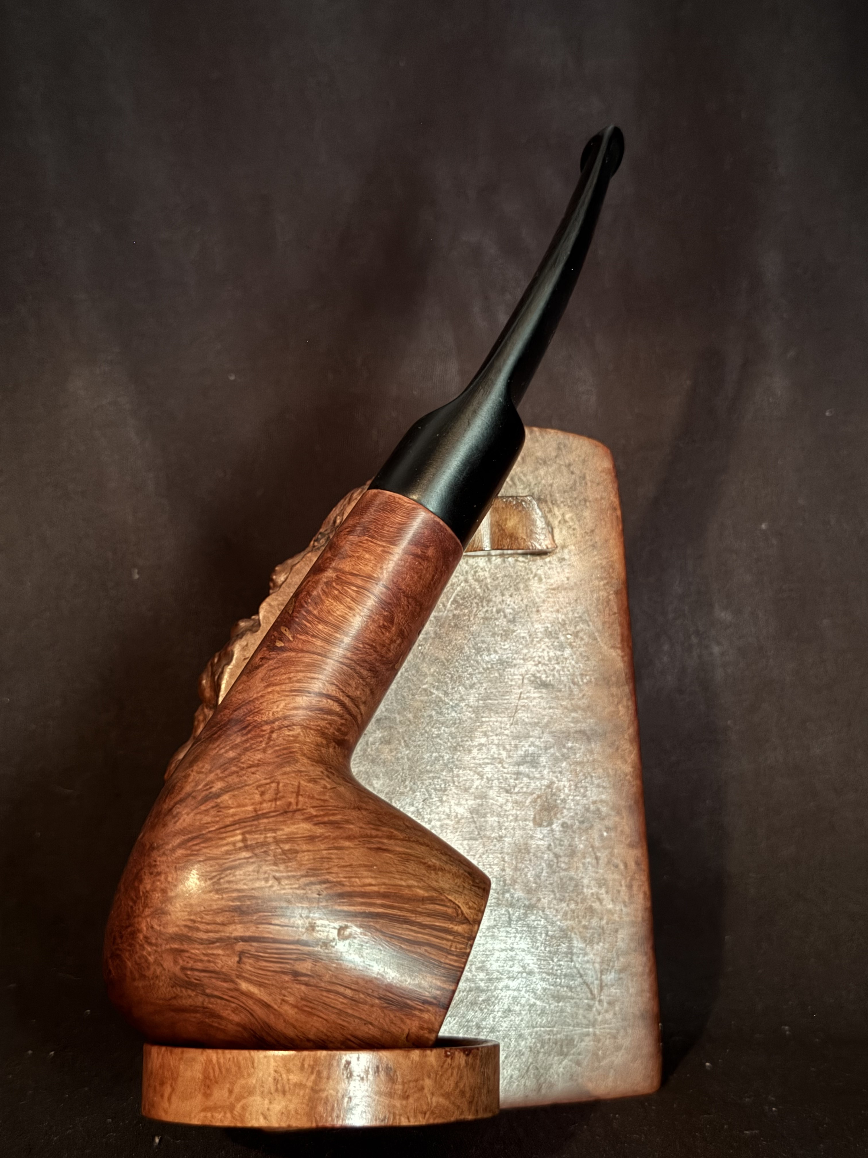 Spitfire by Lorenzo Lario Smooth Brandy Estate Pipe, Oval Shank, 9mm Filter, Fishtail Vulcanite Stem 2
