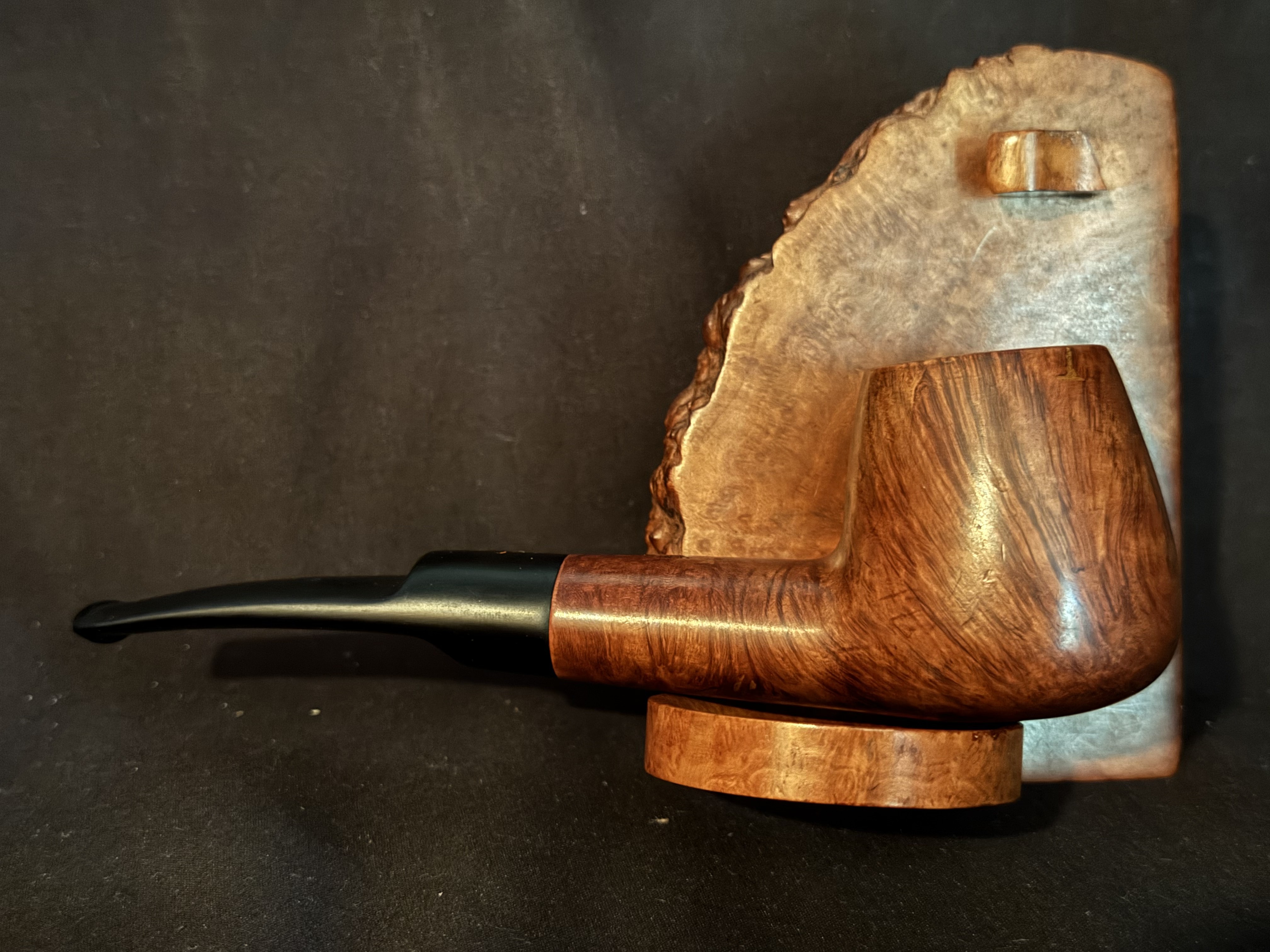 Spitfire by Lorenzo Lario Smooth Brandy Estate Pipe, Oval Shank, 9mm Filter, Fishtail Vulcanite Stem 4