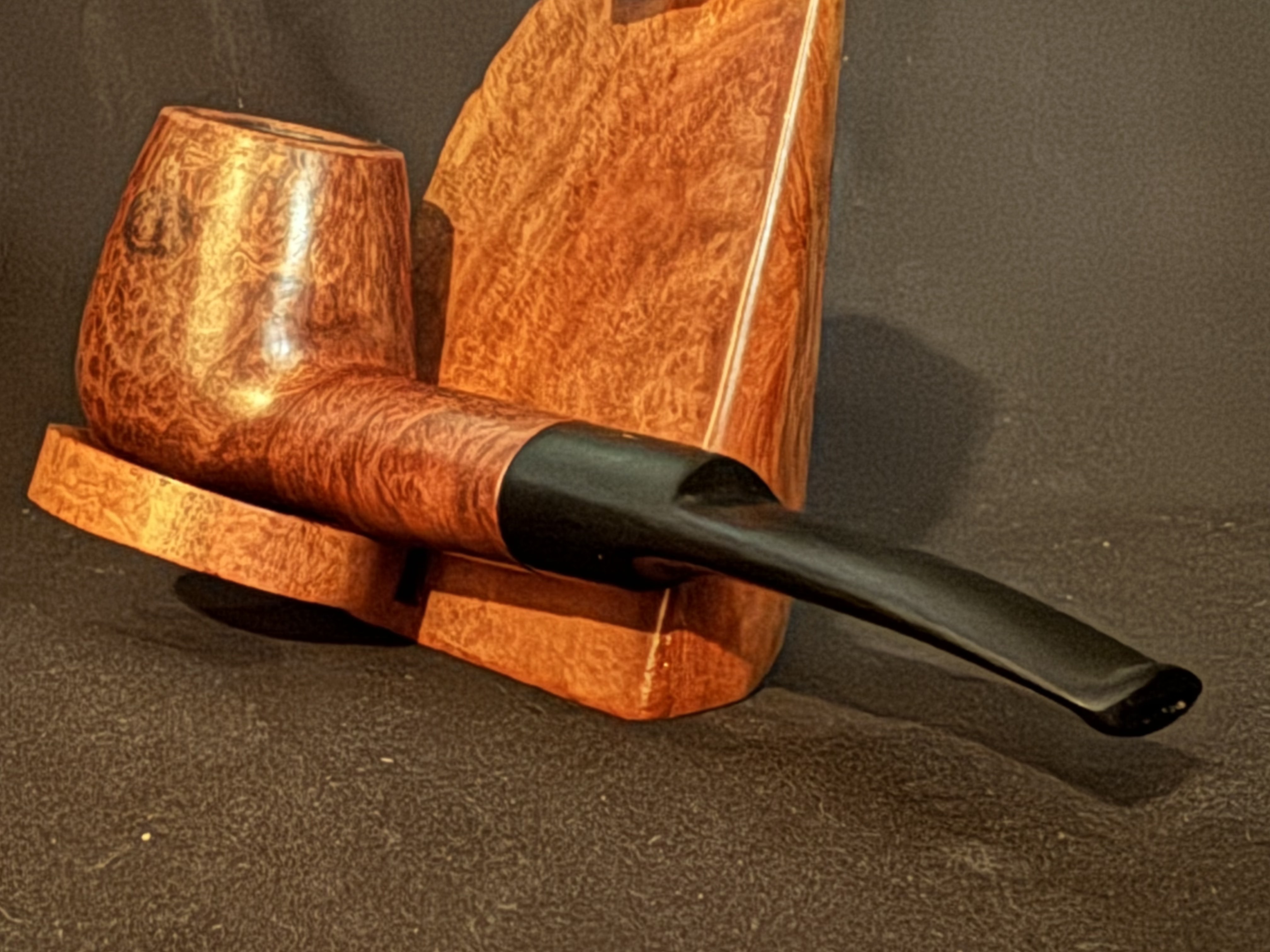 Spitfire by Lorenzo Lario Smooth Brandy Estate Pipe, Oval Shank, 9mm Filter, Fishtail Vulcanite Stem 8