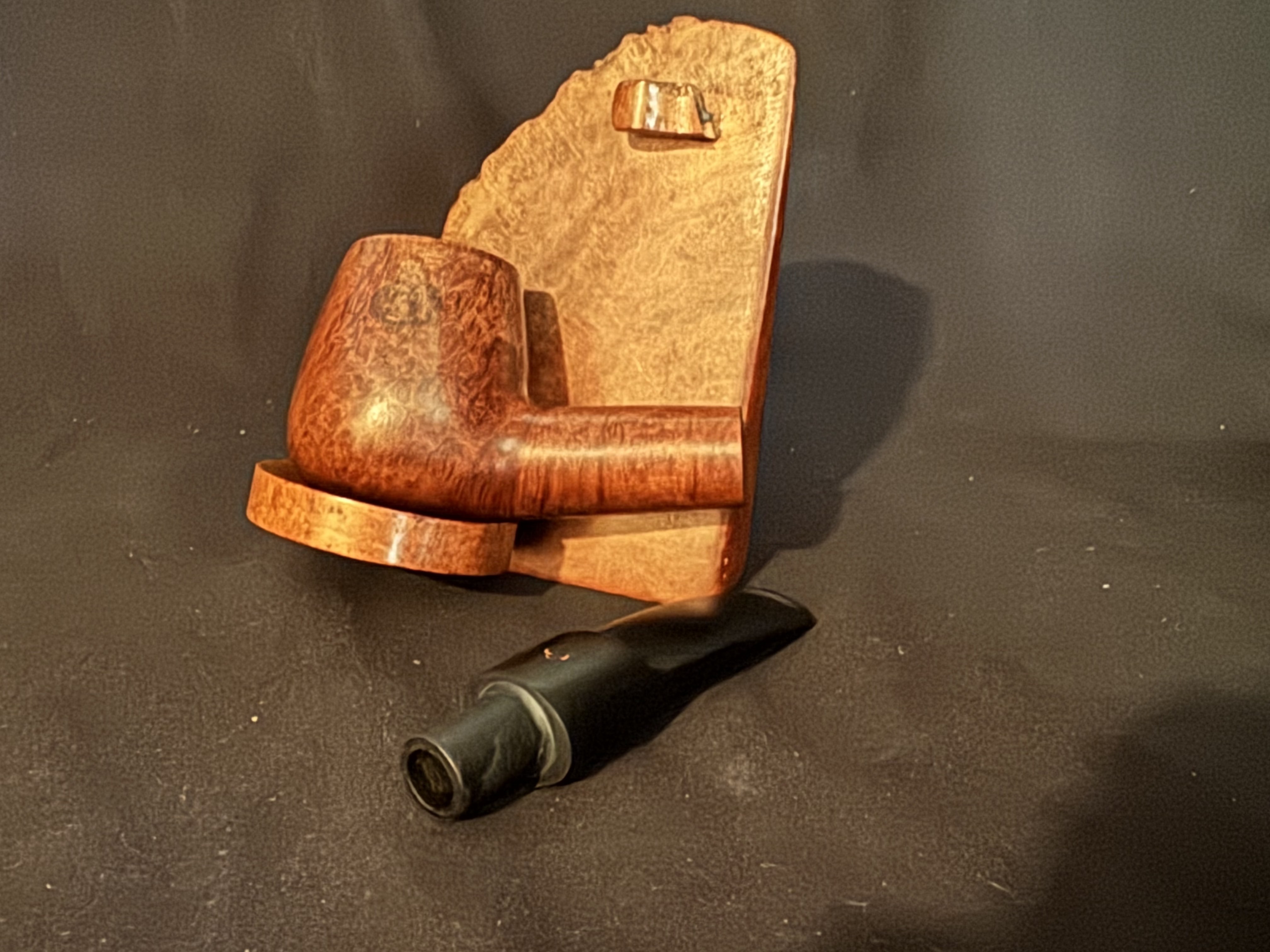 Spitfire by Lorenzo Lario Smooth Brandy Estate Pipe, Oval Shank, 9mm Filter, Fishtail Vulcanite Stem 9