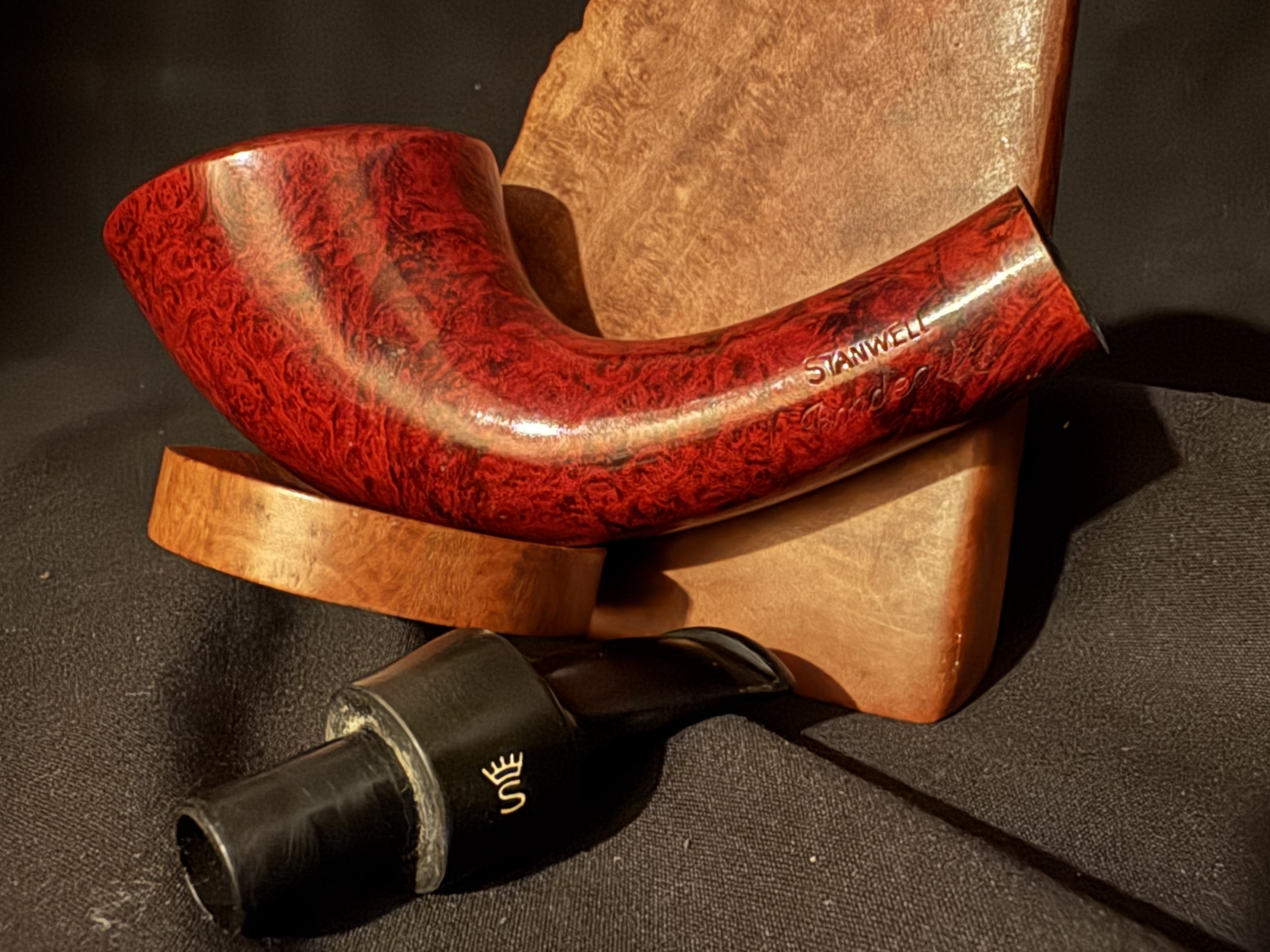 Stanwell Bordeaux 145 Smooth Bent Horn Danish Estate Briar Pipe 9