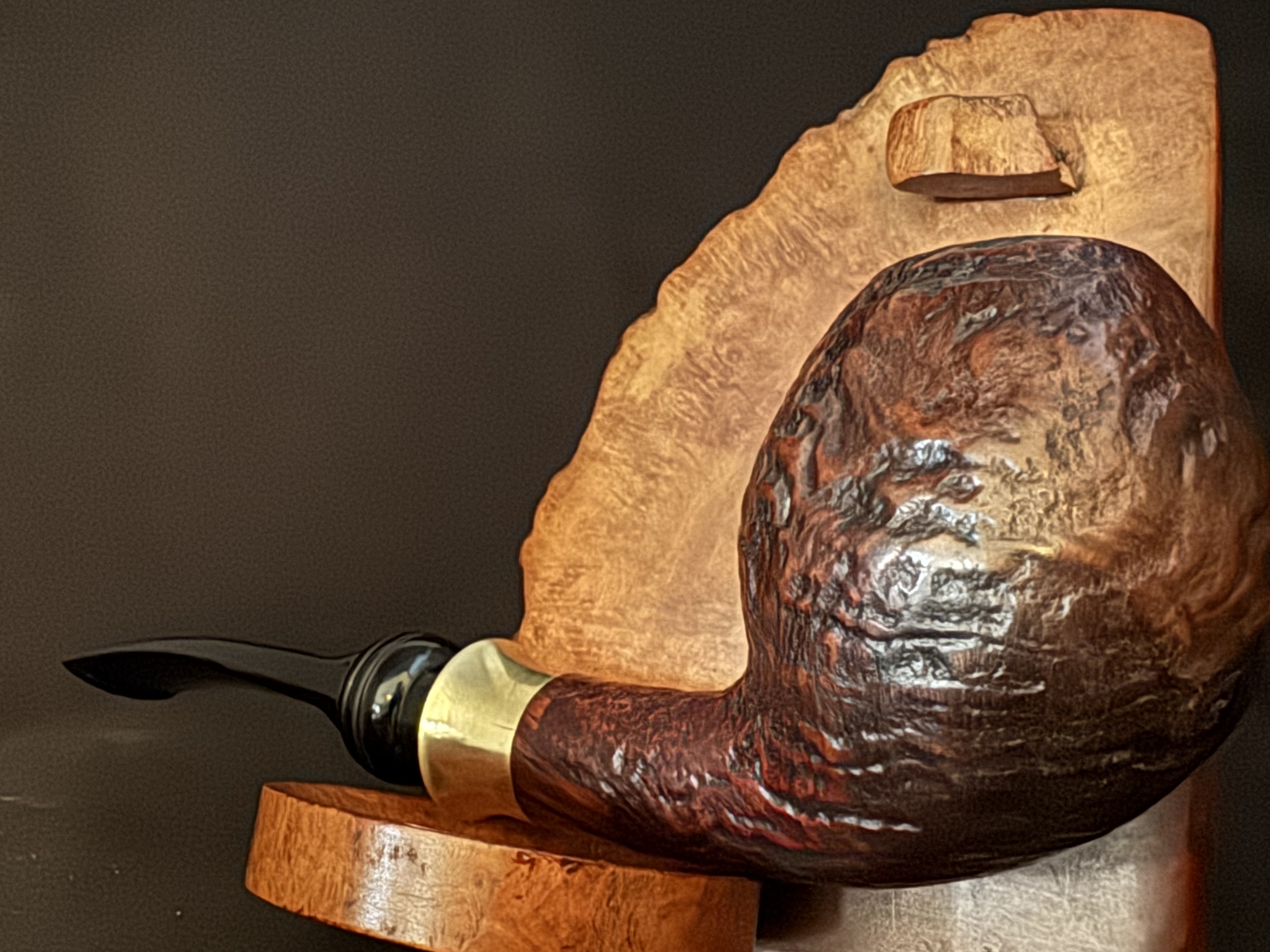 Stanwell Tulip Sandblast Bent Egg Estate Pipe, Acrylic Saddle Stem, Gold Tone Crown S Logo, 9mm Filter, Made in Denmark 8