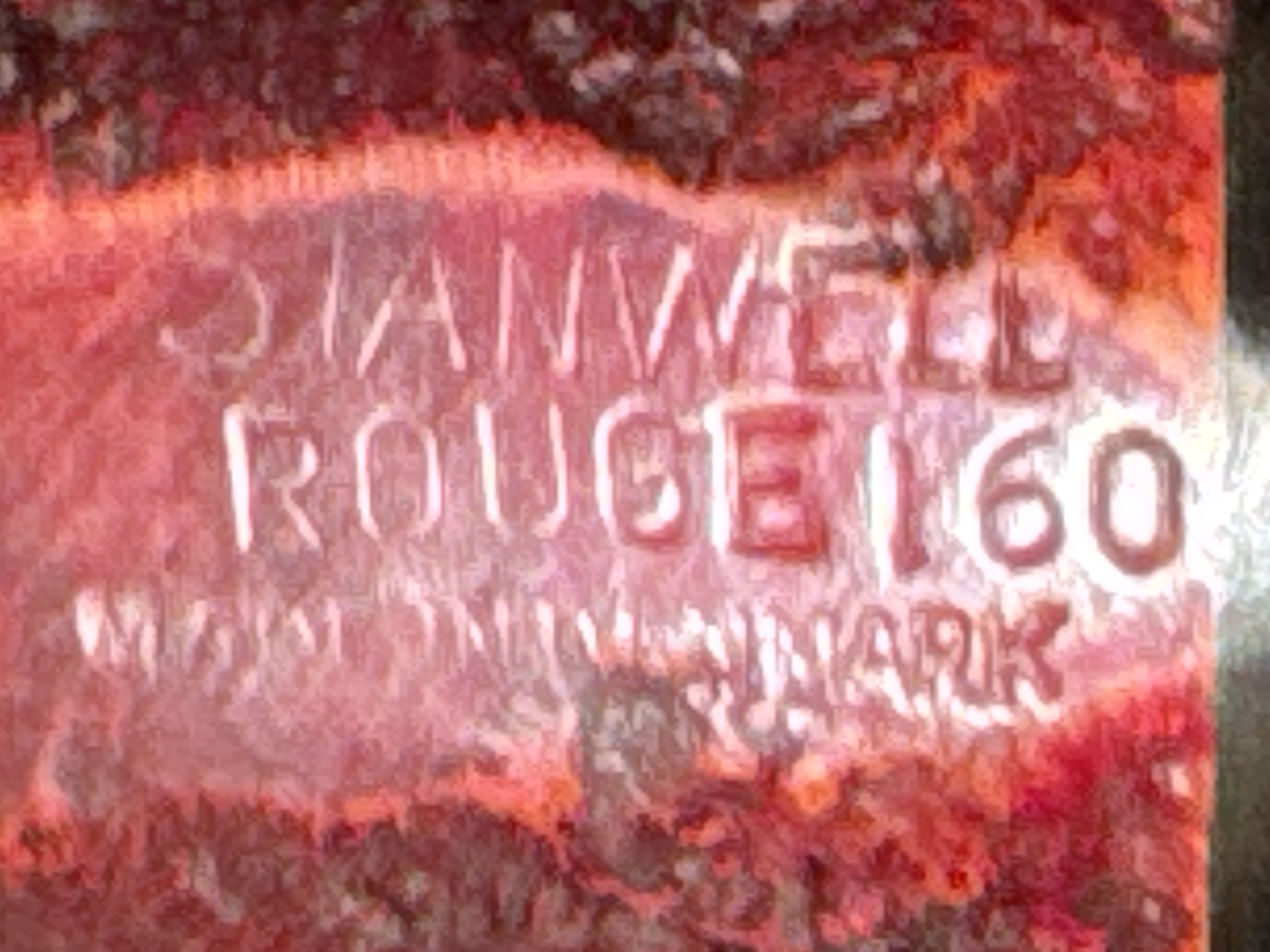 Stanwell Rouge 160 Sandblasted Bent Billiard Pipe, Made in Denmark, Tapered Vulcanite Fishtail Stem, White Acrylic Band, 9mm Filter 10