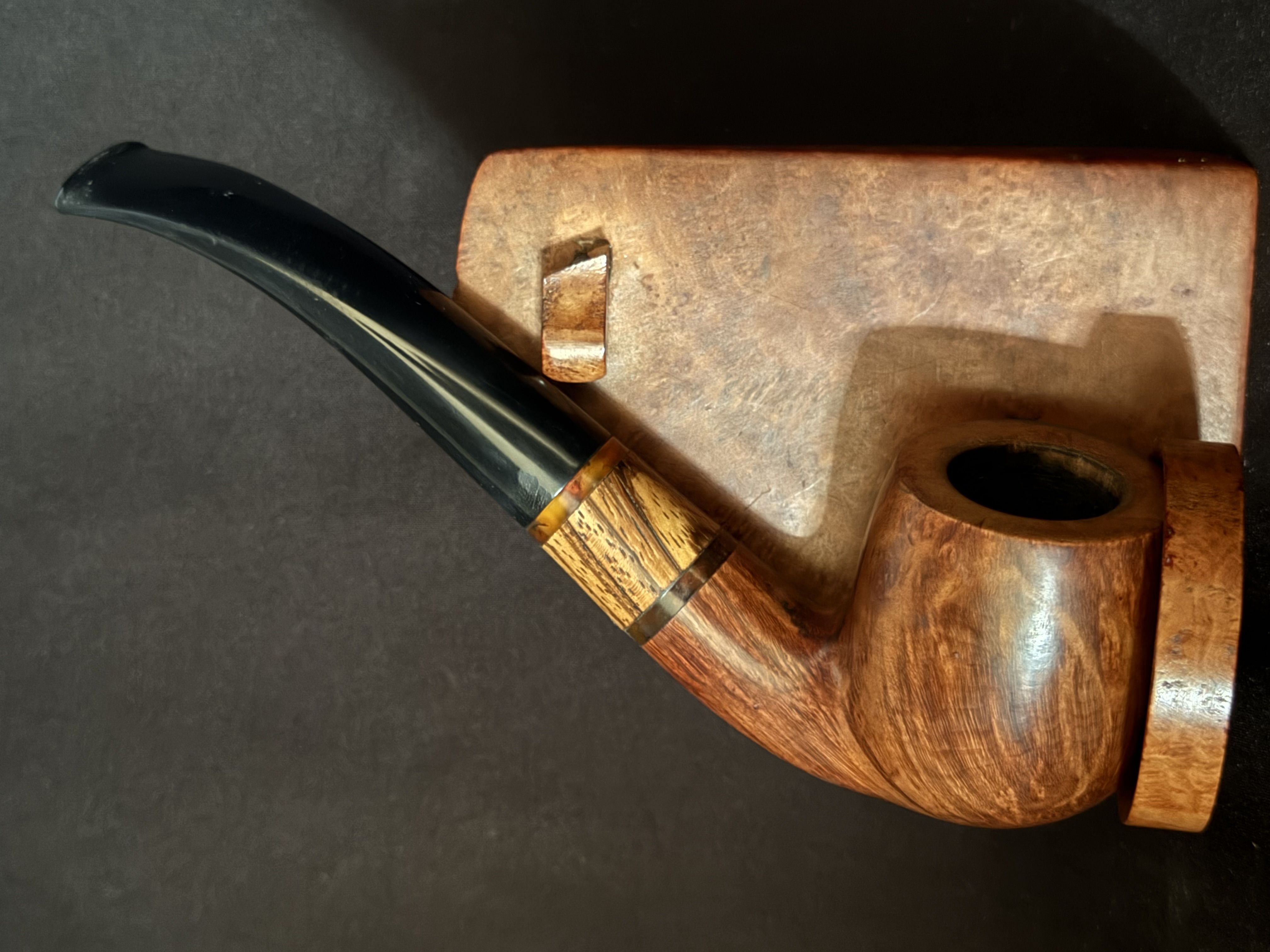 Stanwell Zebrano Smooth Bent Billiard Estate Pipe, Vulcanite Tapered Saddle Stem, 9mm Filter, Made in Denmark 2