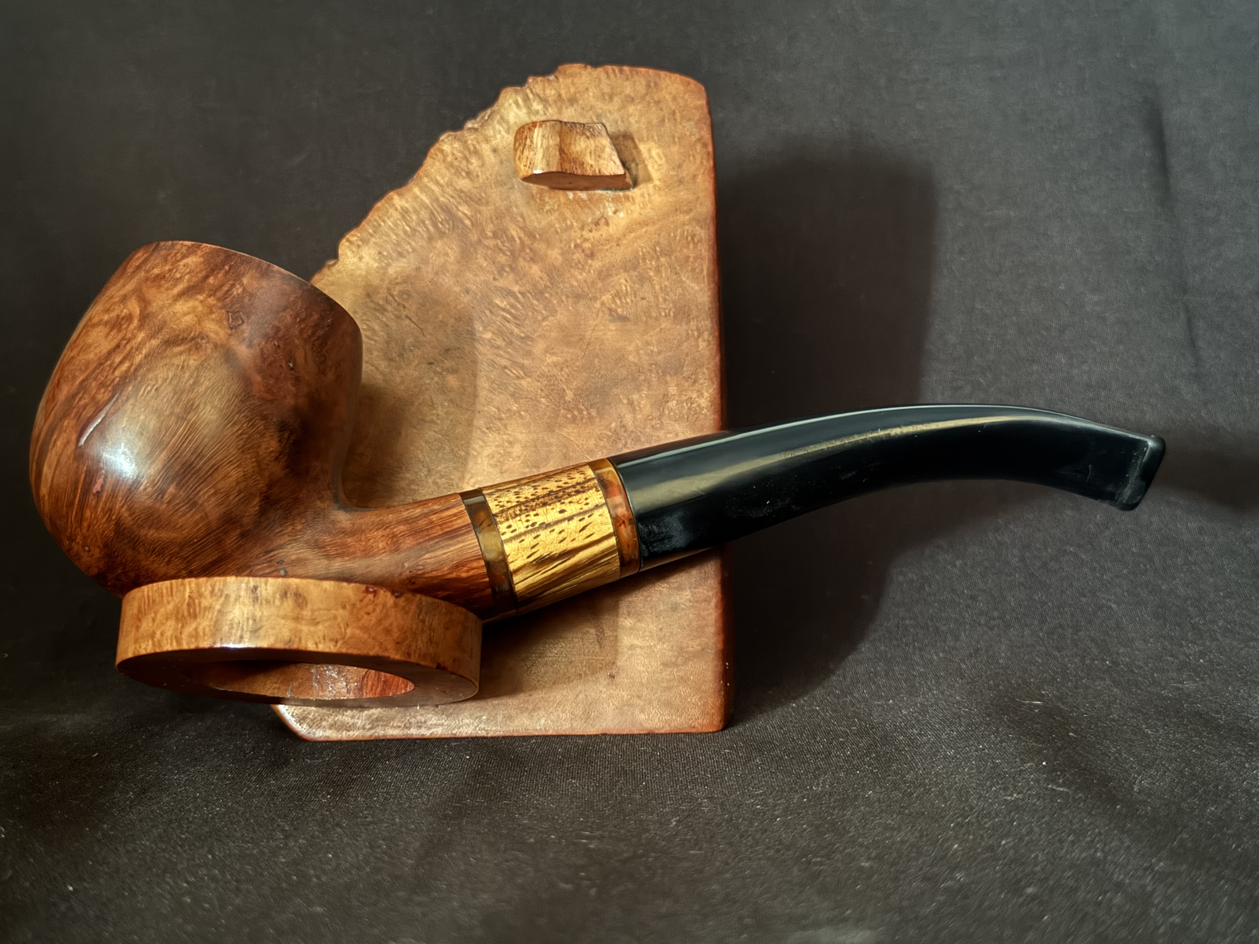 Stanwell Zebrano Smooth Bent Billiard Estate Pipe, Vulcanite Tapered Saddle Stem, 9mm Filter, Made in Denmark 3