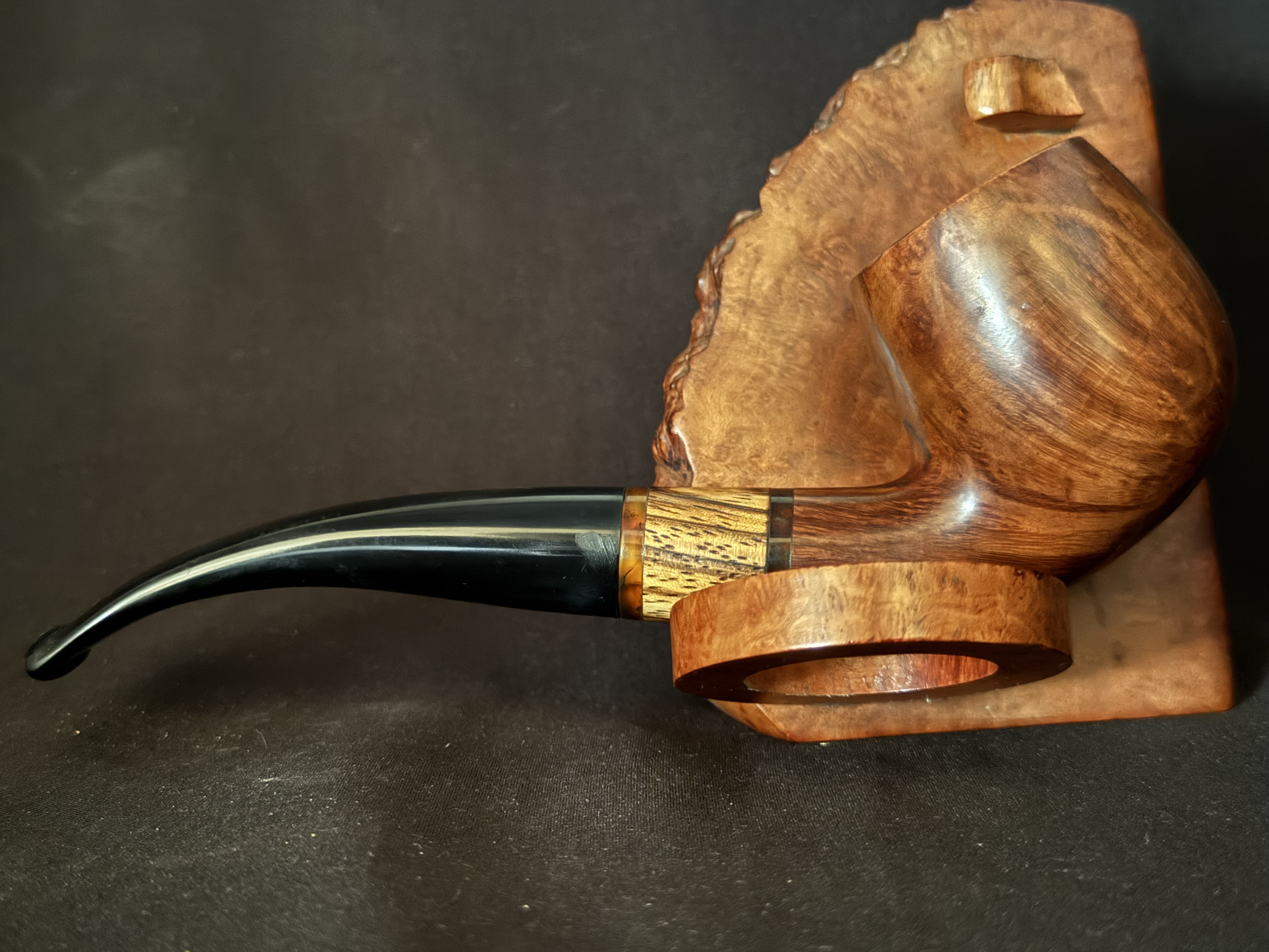 Stanwell Zebrano Smooth Bent Billiard Estate Pipe, Vulcanite Tapered Saddle Stem, 9mm Filter, Made in Denmark 5