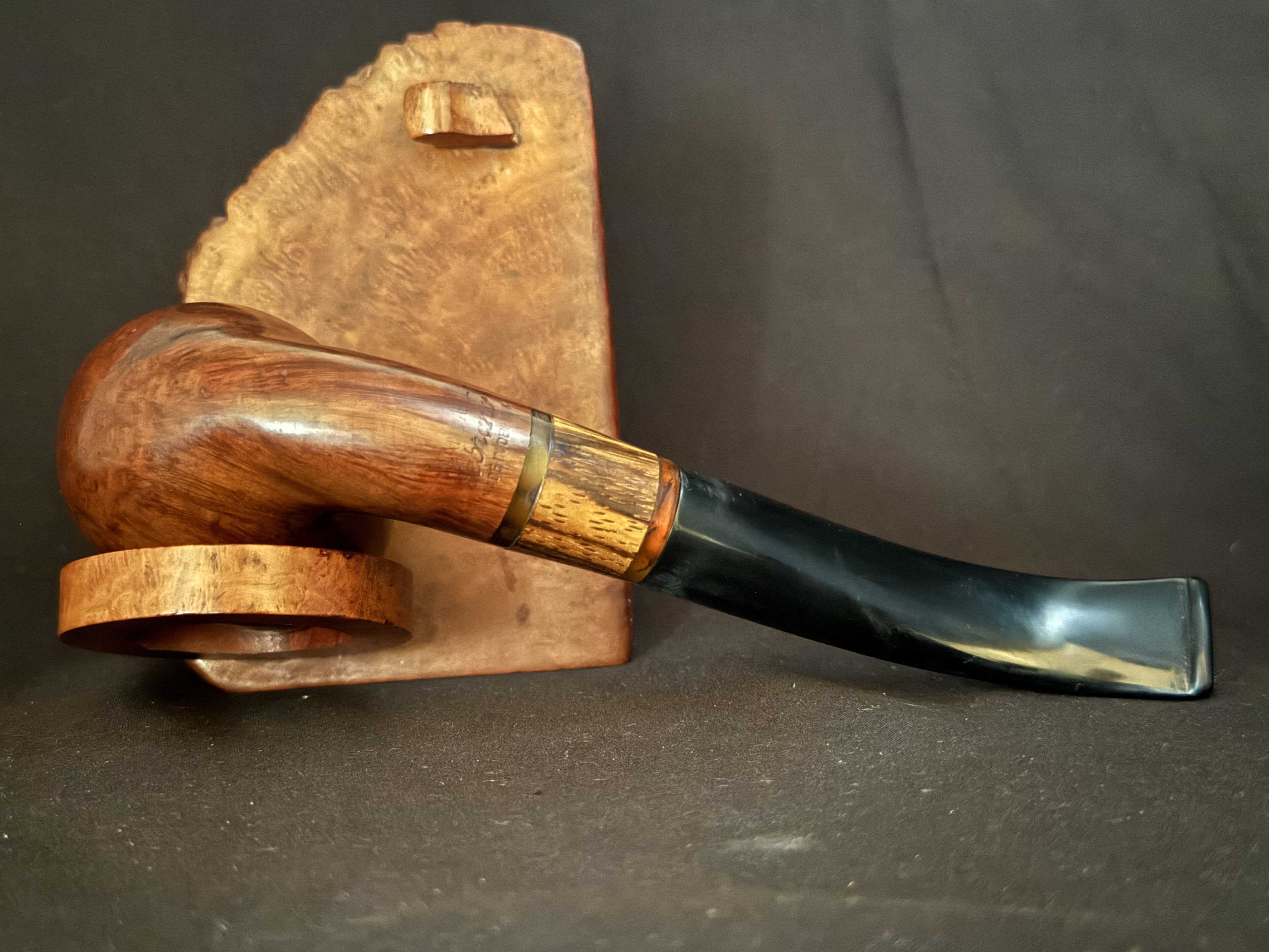 Stanwell Zebrano Smooth Bent Billiard Estate Pipe, Vulcanite Tapered Saddle Stem, 9mm Filter, Made in Denmark 9