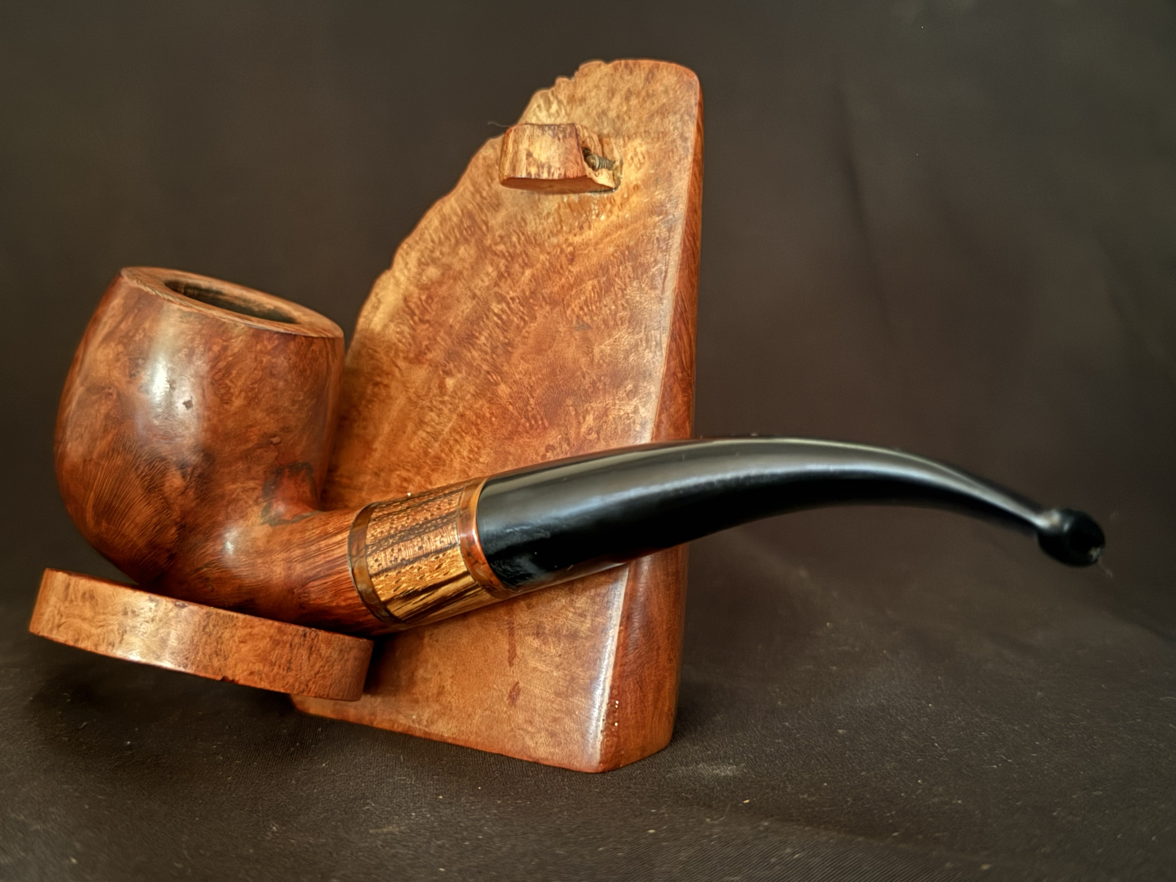 Stanwell Zebrano Smooth Bent Billiard Estate Pipe, Vulcanite Tapered Saddle Stem, 9mm Filter, Made in Denmark 11