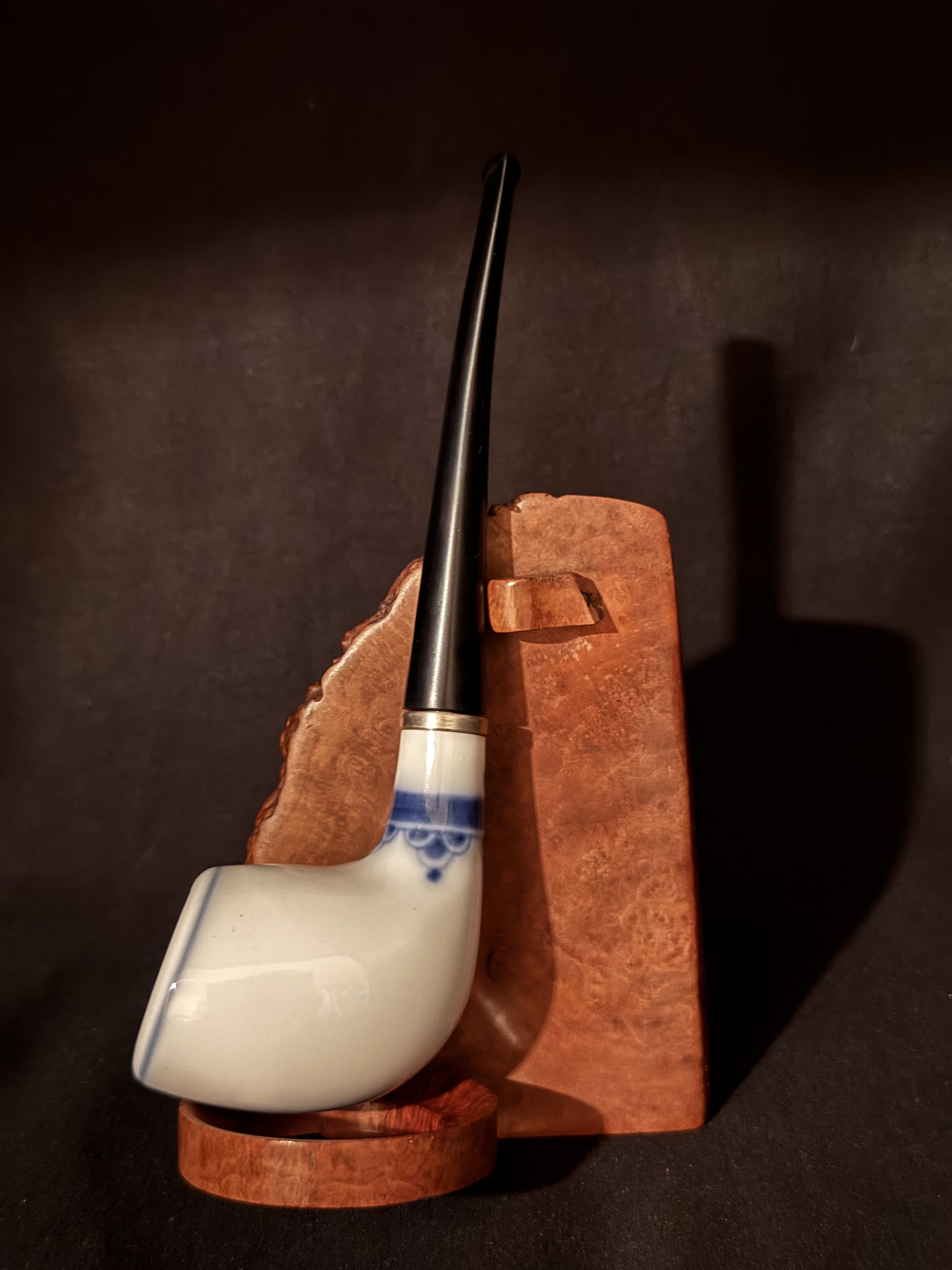 Sterling Denmark MA White Ceramic Billiard Smooth Vulcanite Estate Pipe