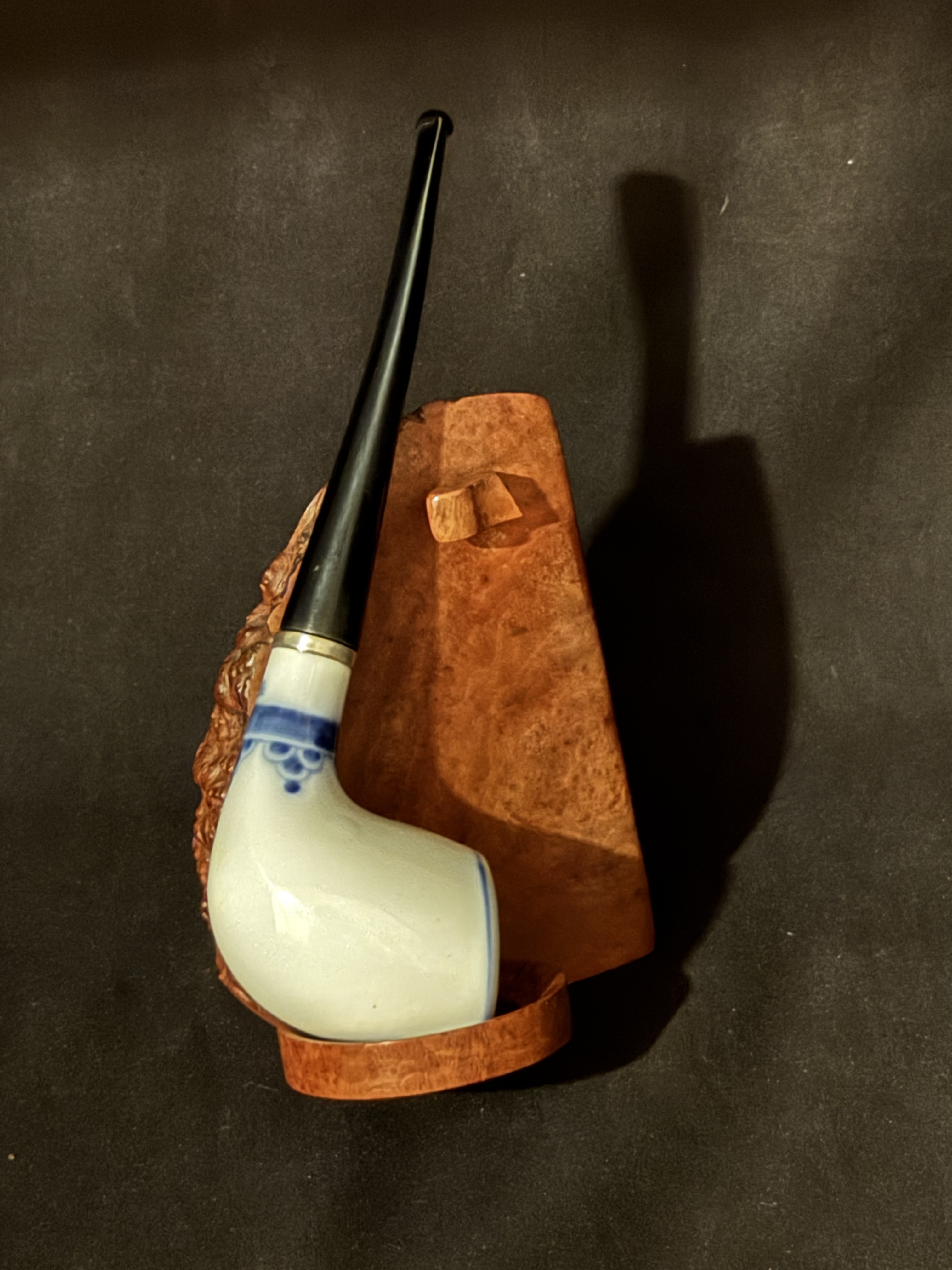 Sterling Denmark MA White Ceramic Billiard Smooth Vulcanite Estate Pipe 2
