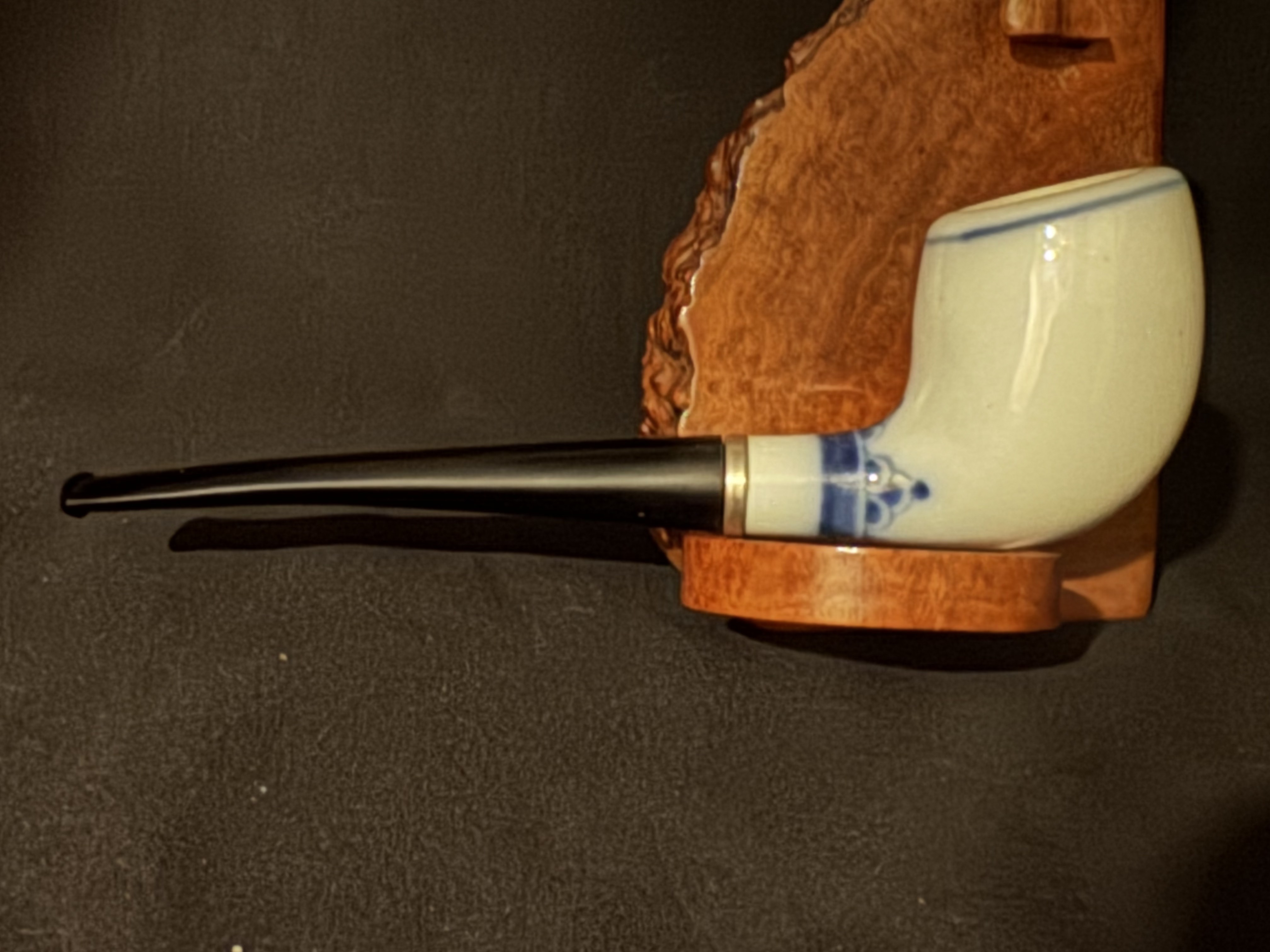 Sterling Denmark MA White Ceramic Billiard Smooth Vulcanite Estate Pipe 4