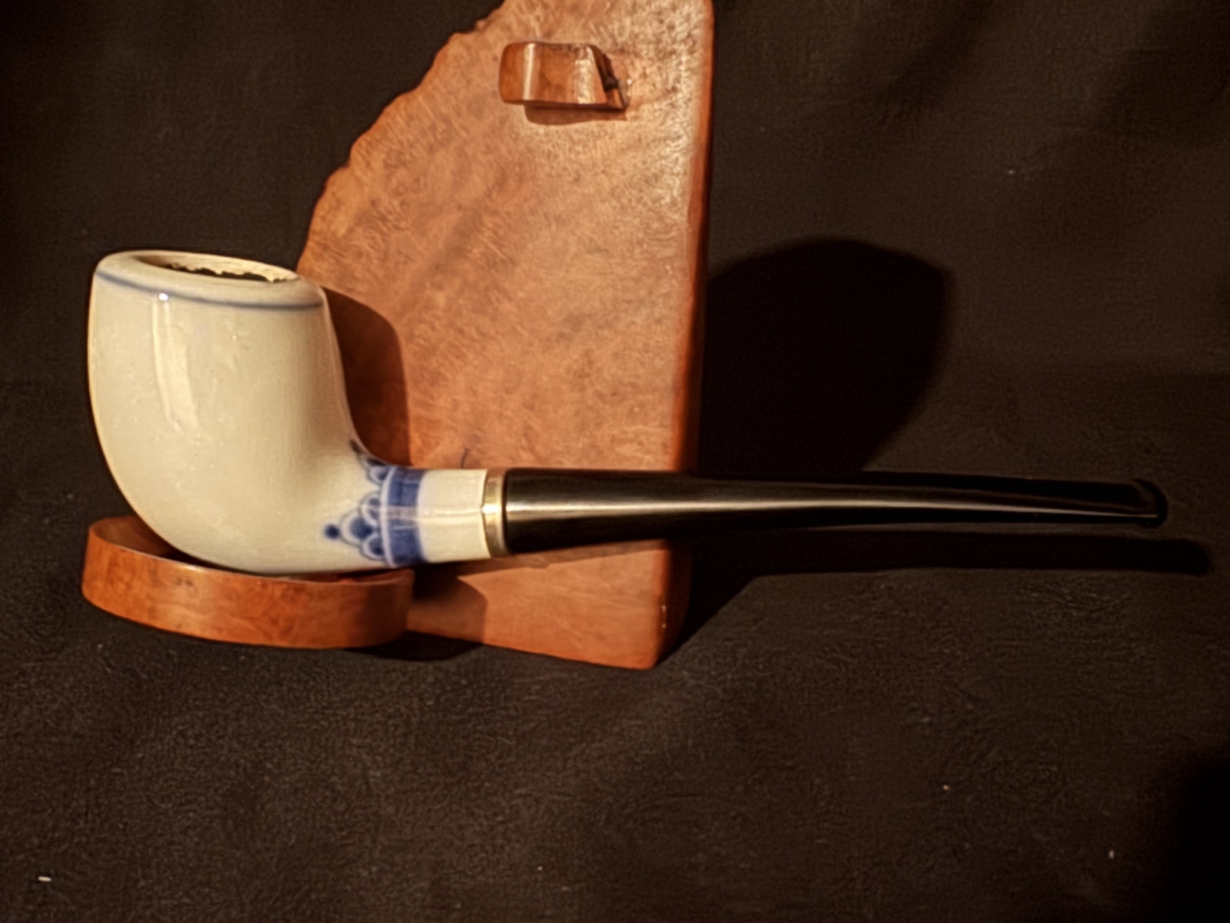 Sterling Denmark MA White Ceramic Billiard Smooth Vulcanite Estate Pipe 3