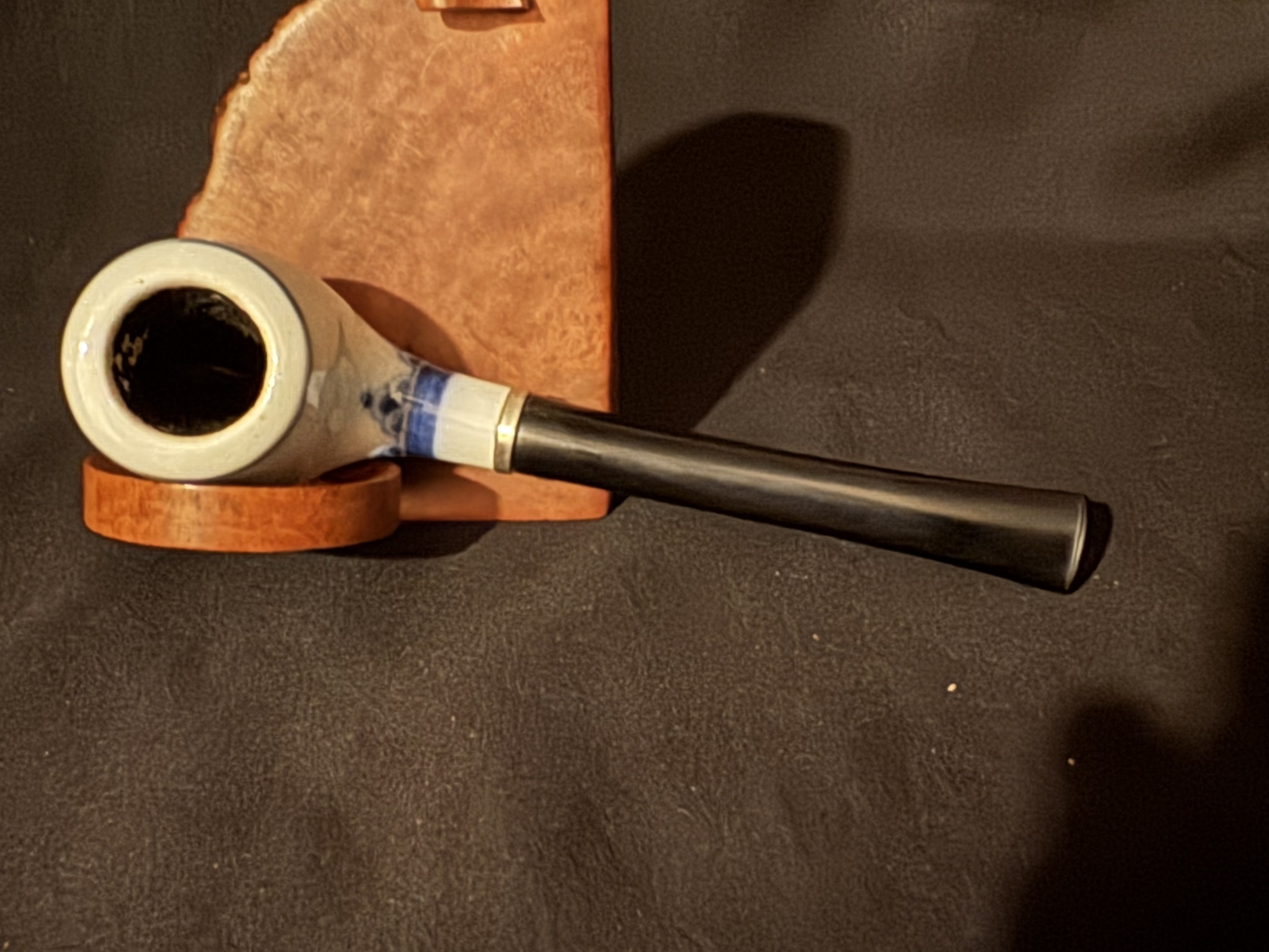 Sterling Denmark MA White Ceramic Billiard Smooth Vulcanite Estate Pipe 5