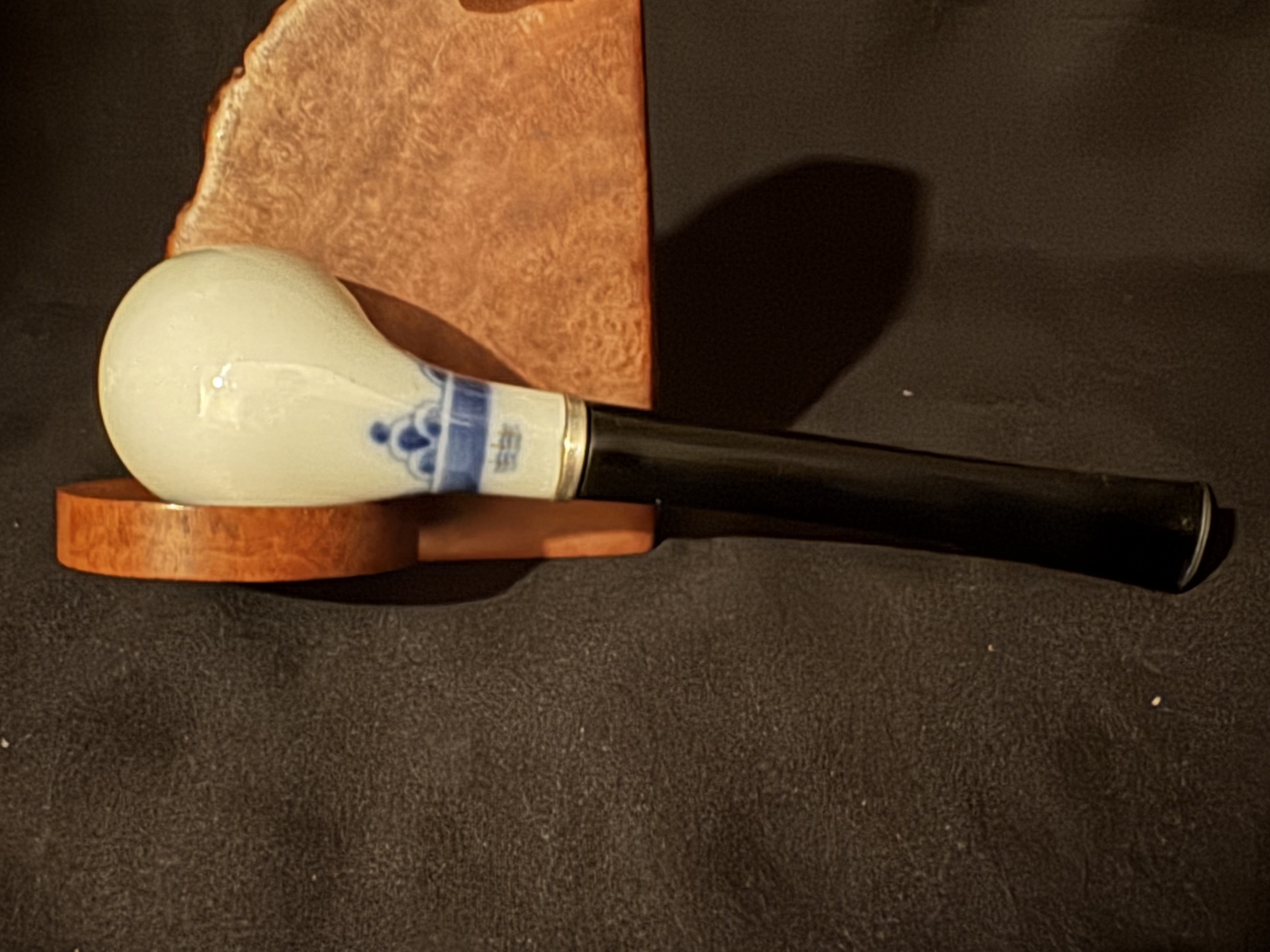 Sterling Denmark MA White Ceramic Billiard Smooth Vulcanite Estate Pipe 6