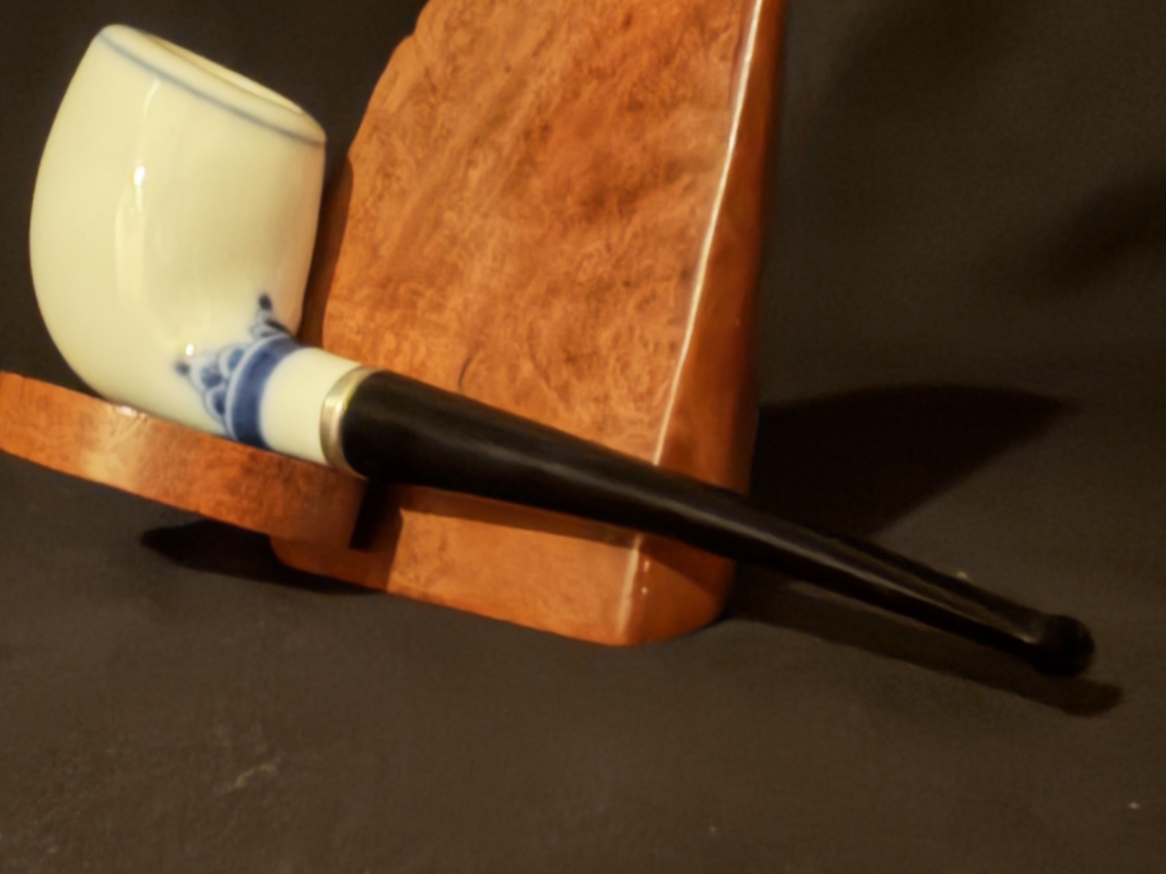 Sterling Denmark MA White Ceramic Billiard Smooth Vulcanite Estate Pipe 8