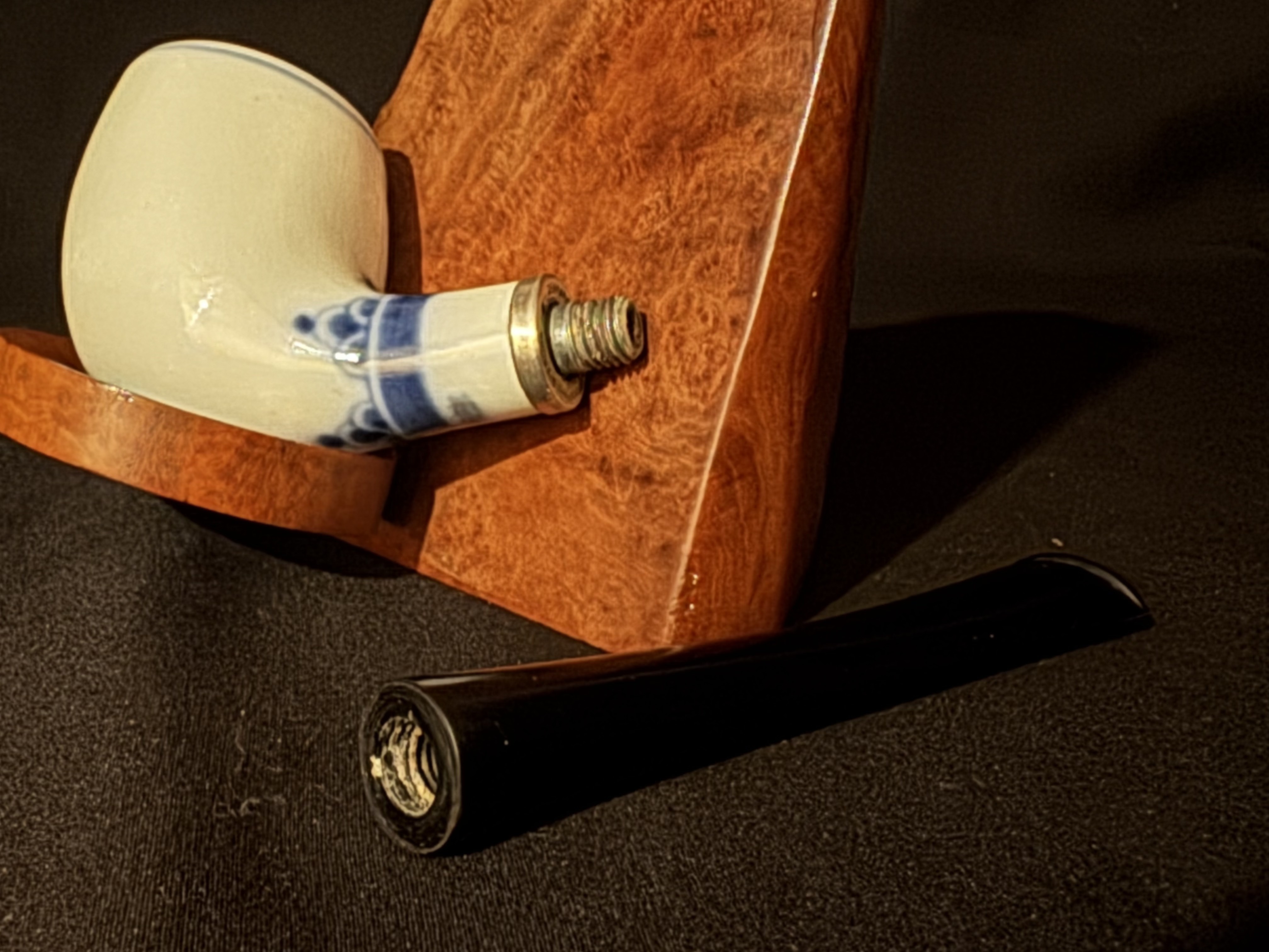 Sterling Denmark MA White Ceramic Billiard Smooth Vulcanite Estate Pipe 10