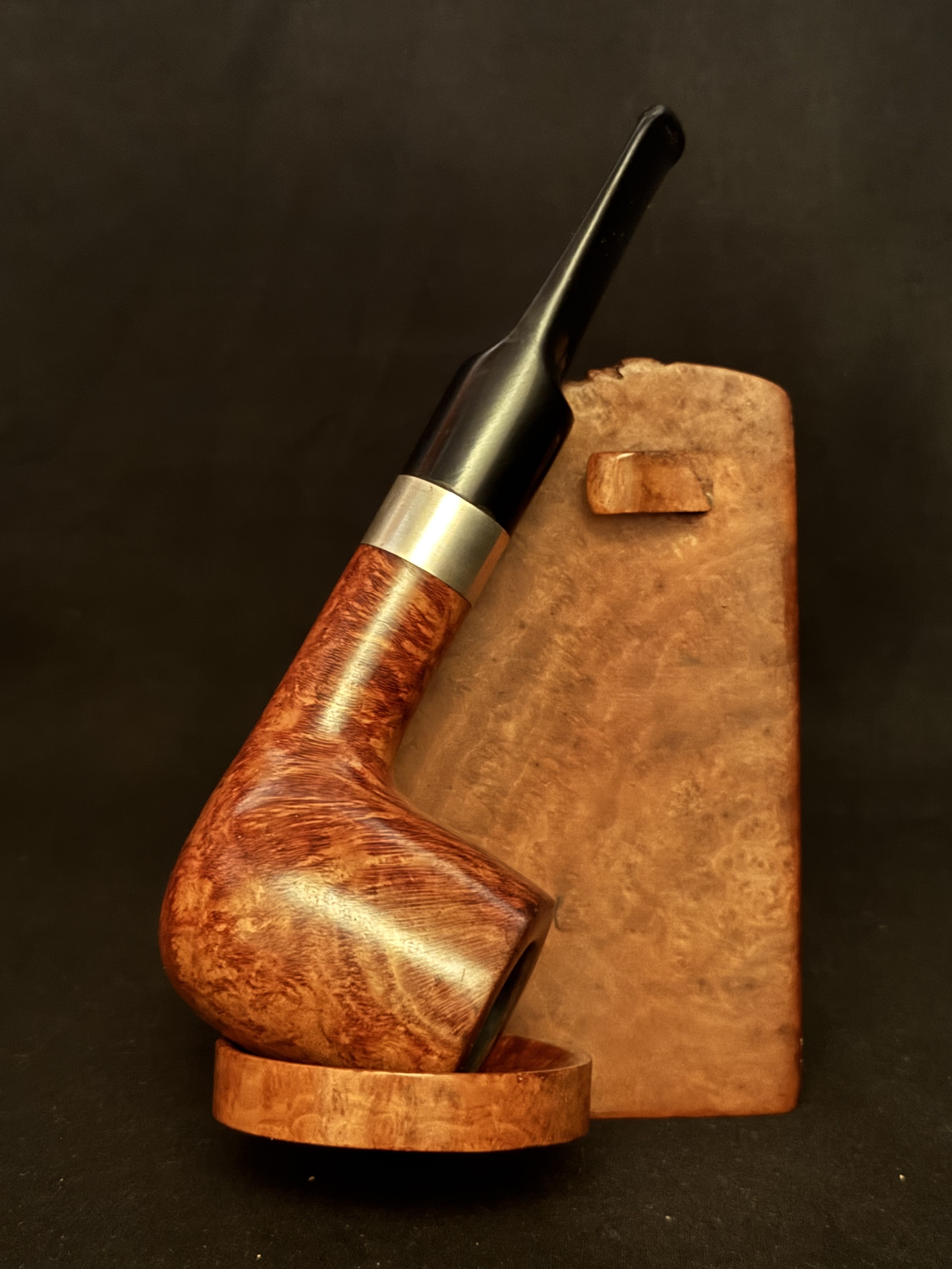Sterling Silver Band Billiard Estate Pipe, Vulcanite Stem, 9mm Filter 2