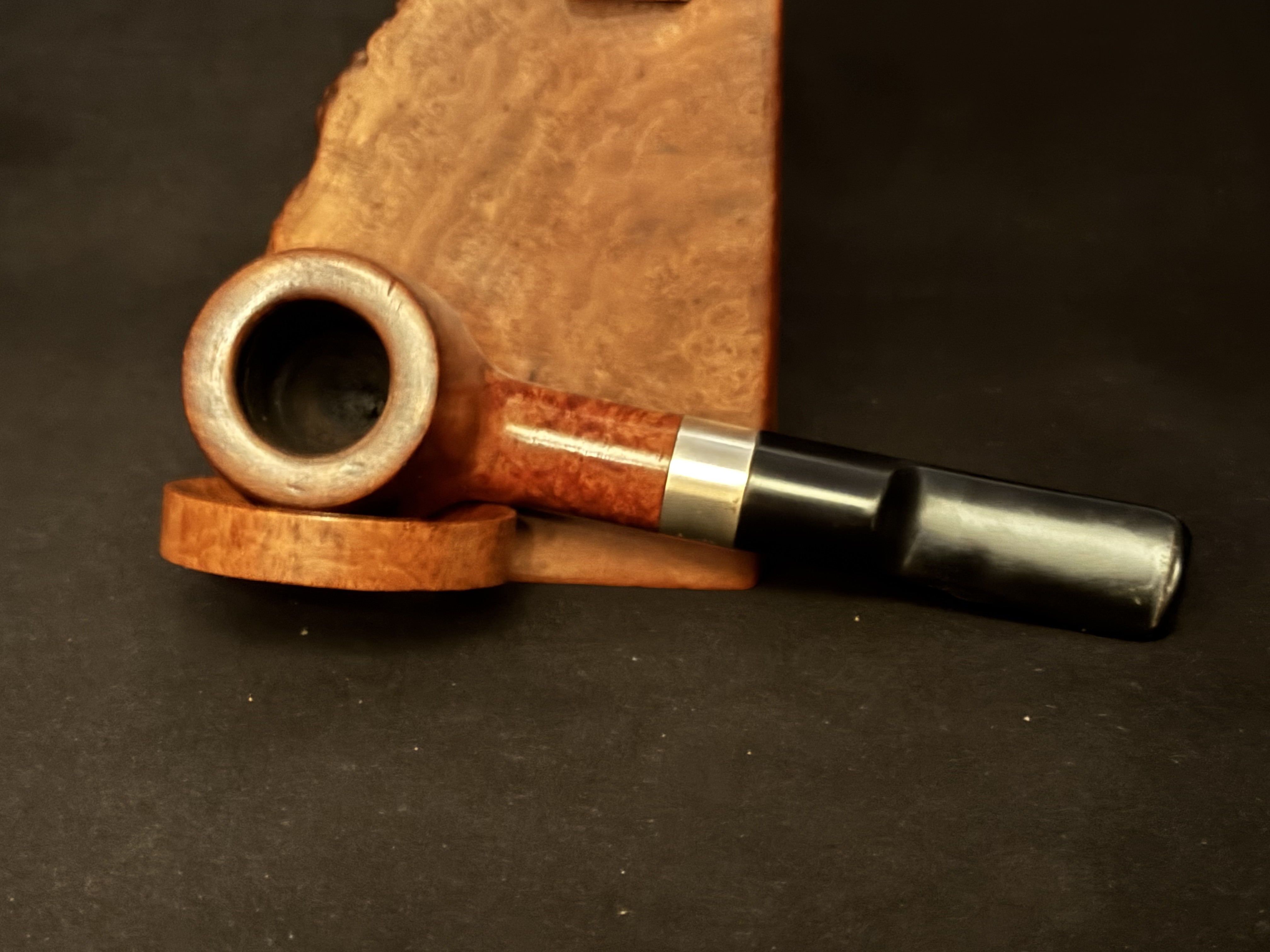 Sterling Silver Band Billiard Estate Pipe, Vulcanite Stem, 9mm Filter 4
