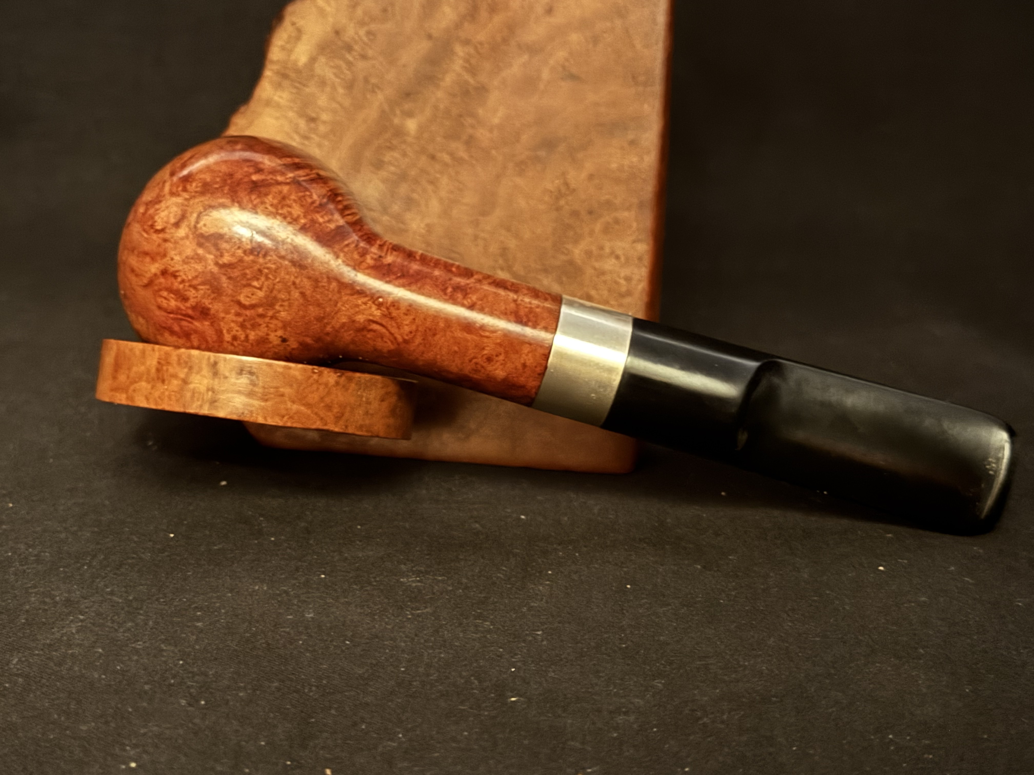 Sterling Silver Band Billiard Estate Pipe, Vulcanite Stem, 9mm Filter 5