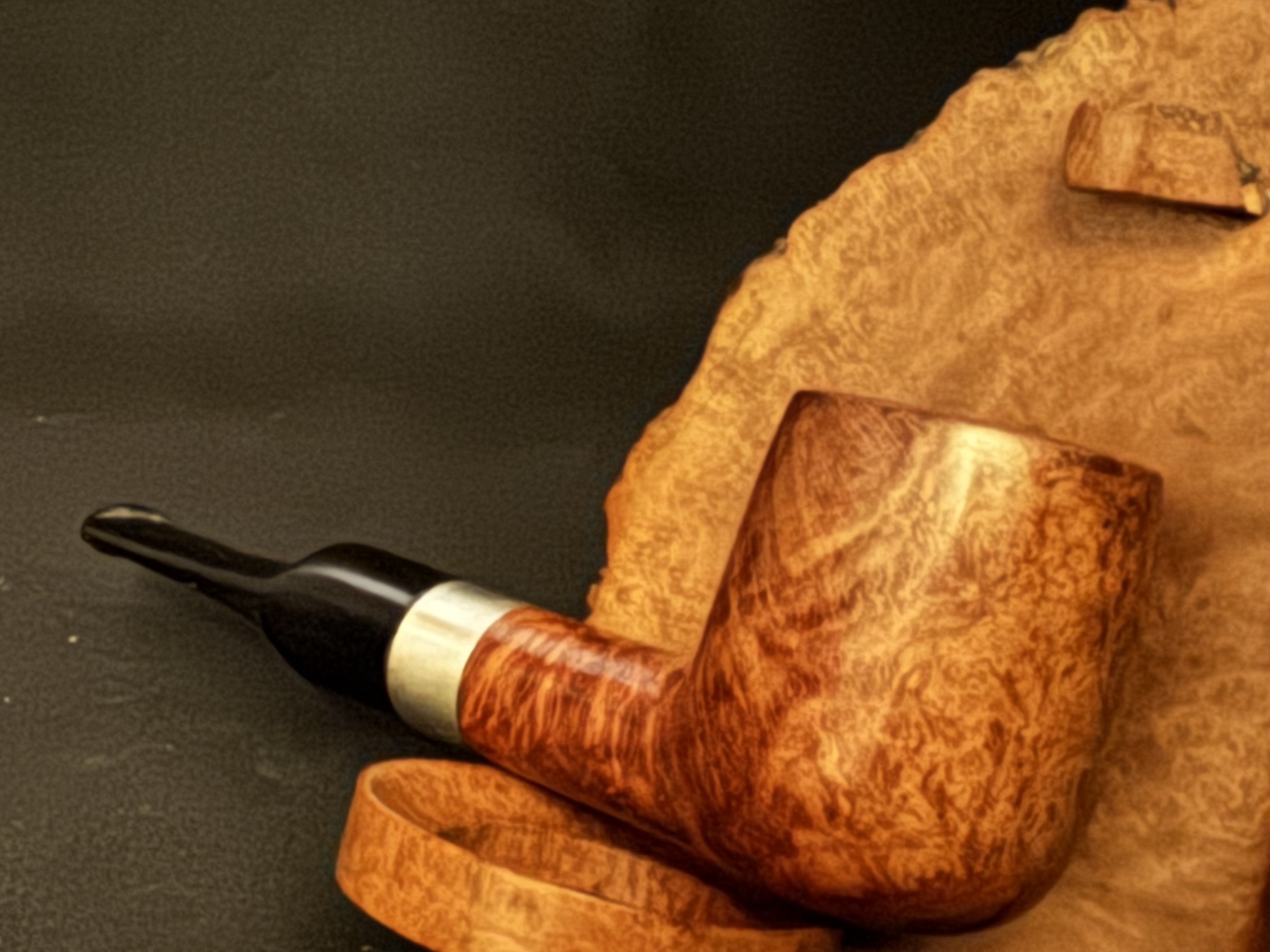 Sterling Silver Band Billiard Estate Pipe, Vulcanite Stem, 9mm Filter 6