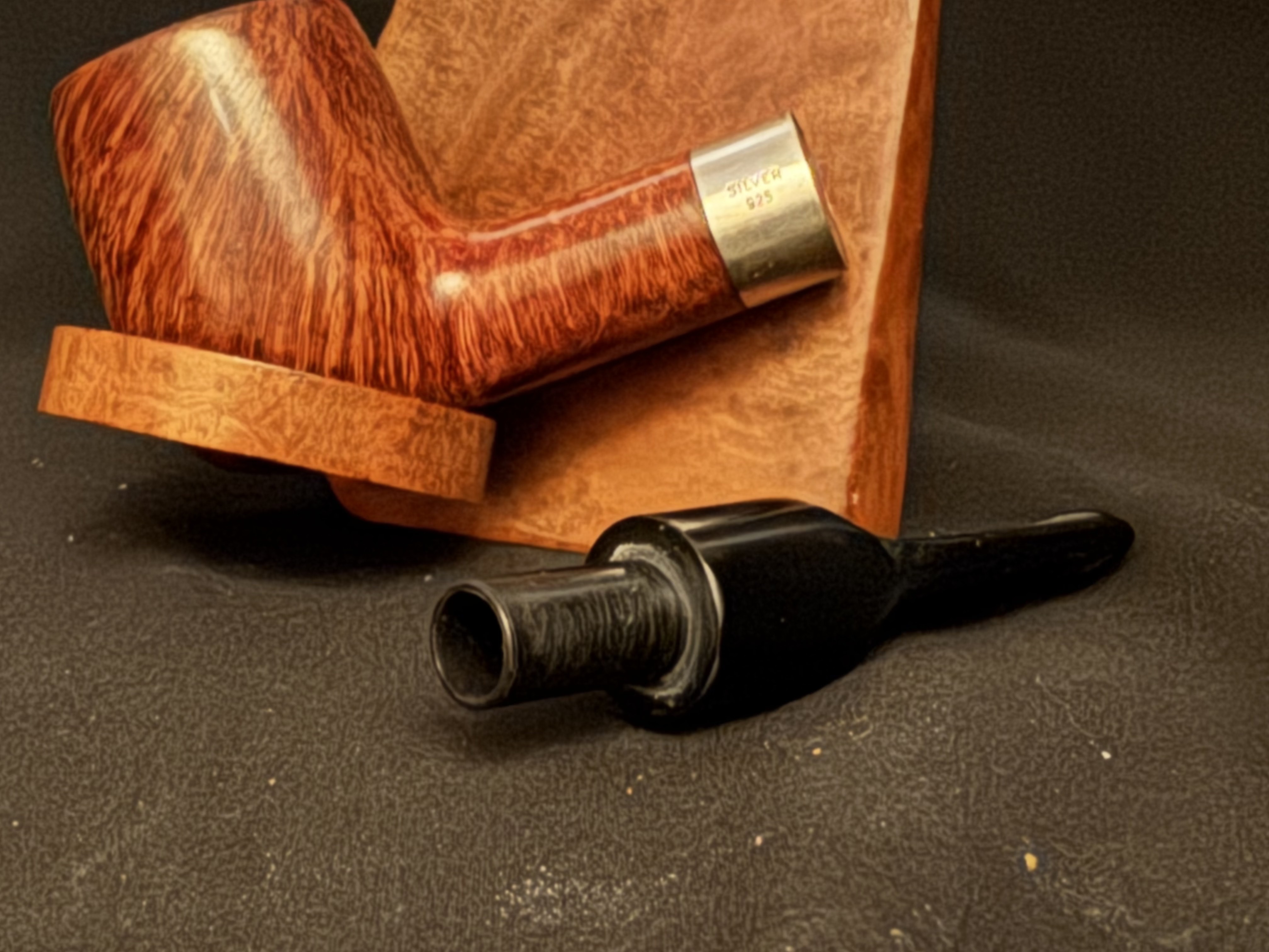 Sterling Silver Band Billiard Estate Pipe, Vulcanite Stem, 9mm Filter 8
