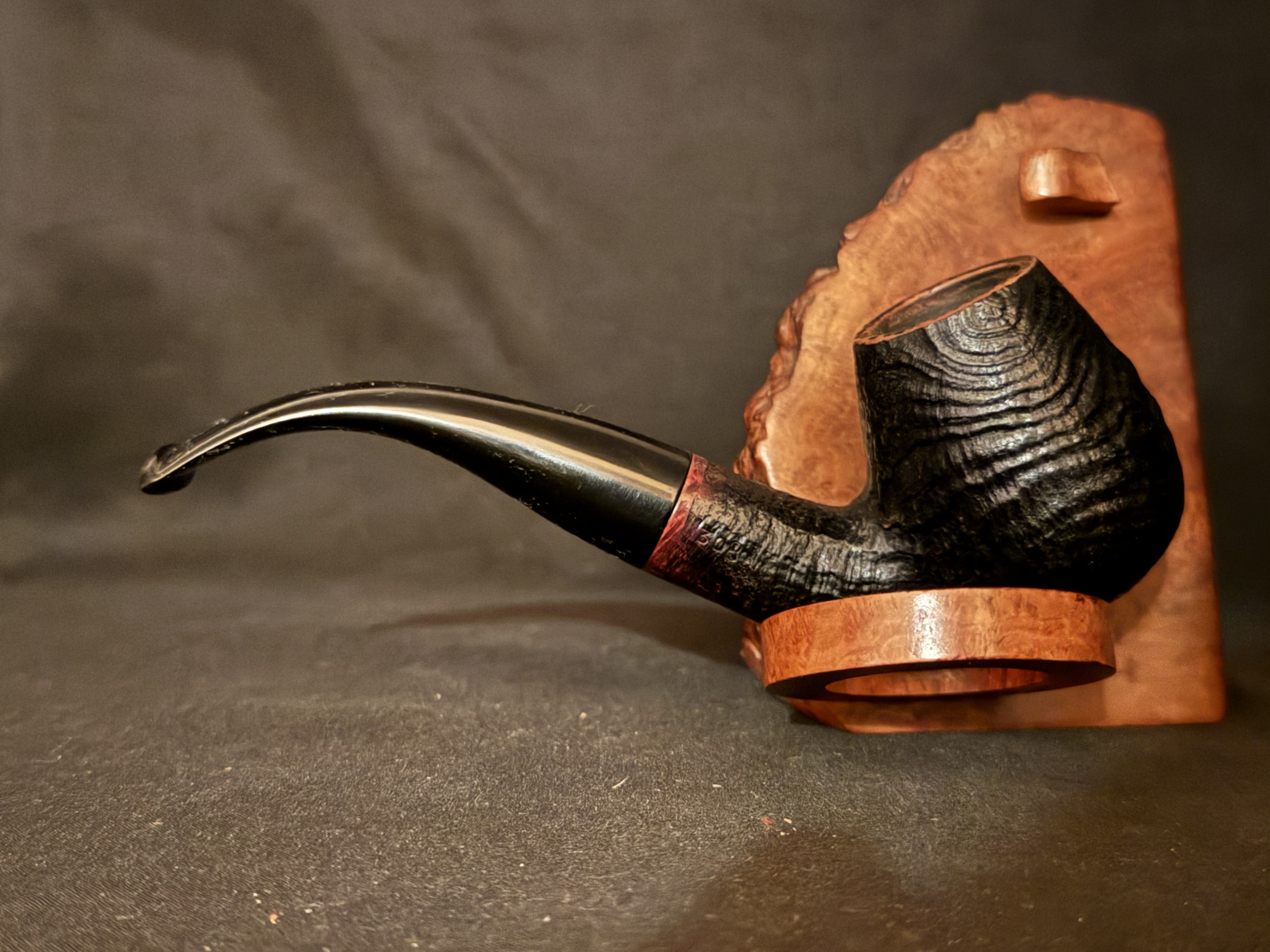 Svendborg Bark 308 Sandblast Bent Brandy Pipe, Danish Hand Made, with Sleeve 4