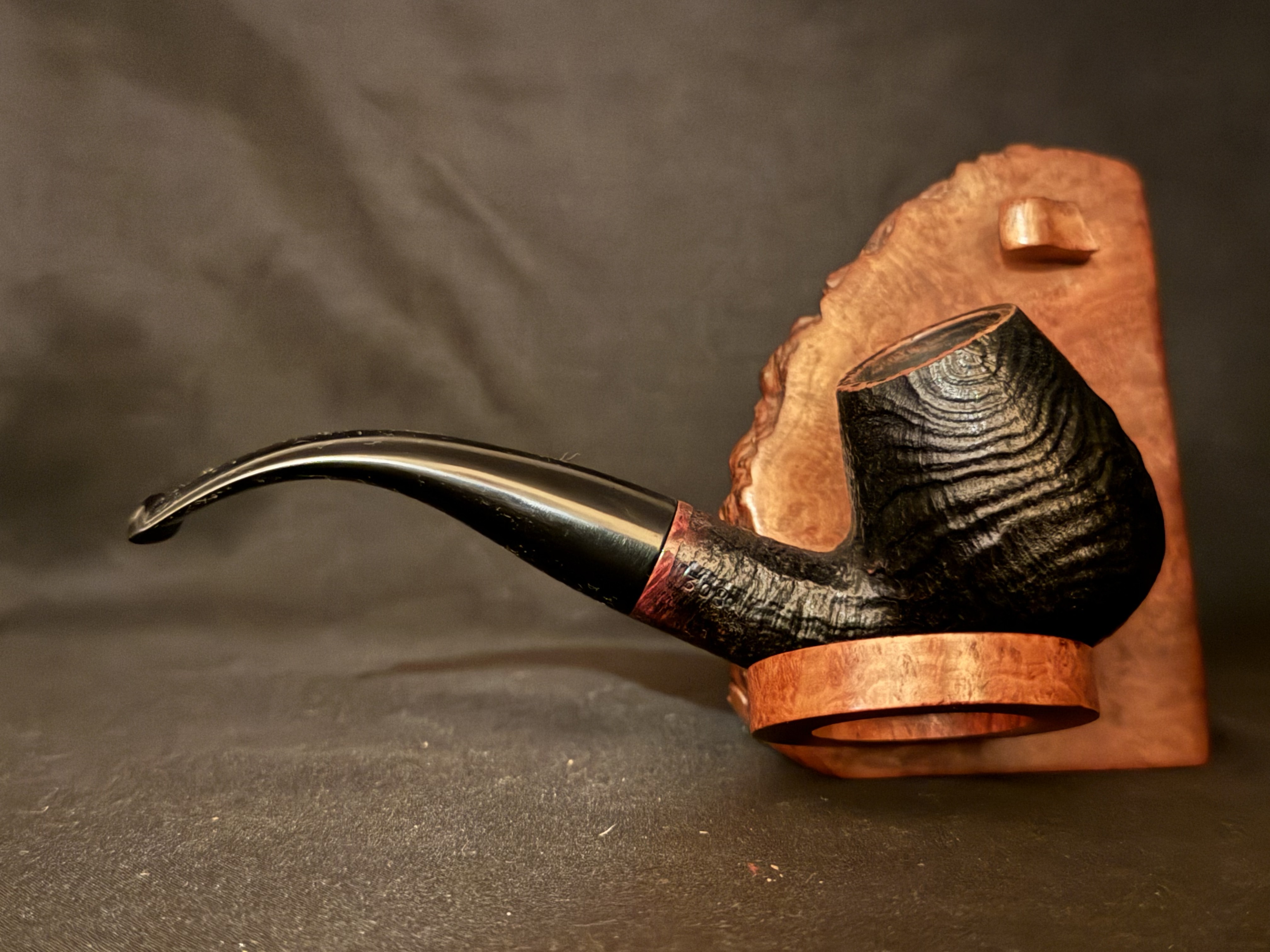 Svendborg Bark 308 Sandblast Bent Brandy Pipe, Danish Hand Made, with Sleeve 5