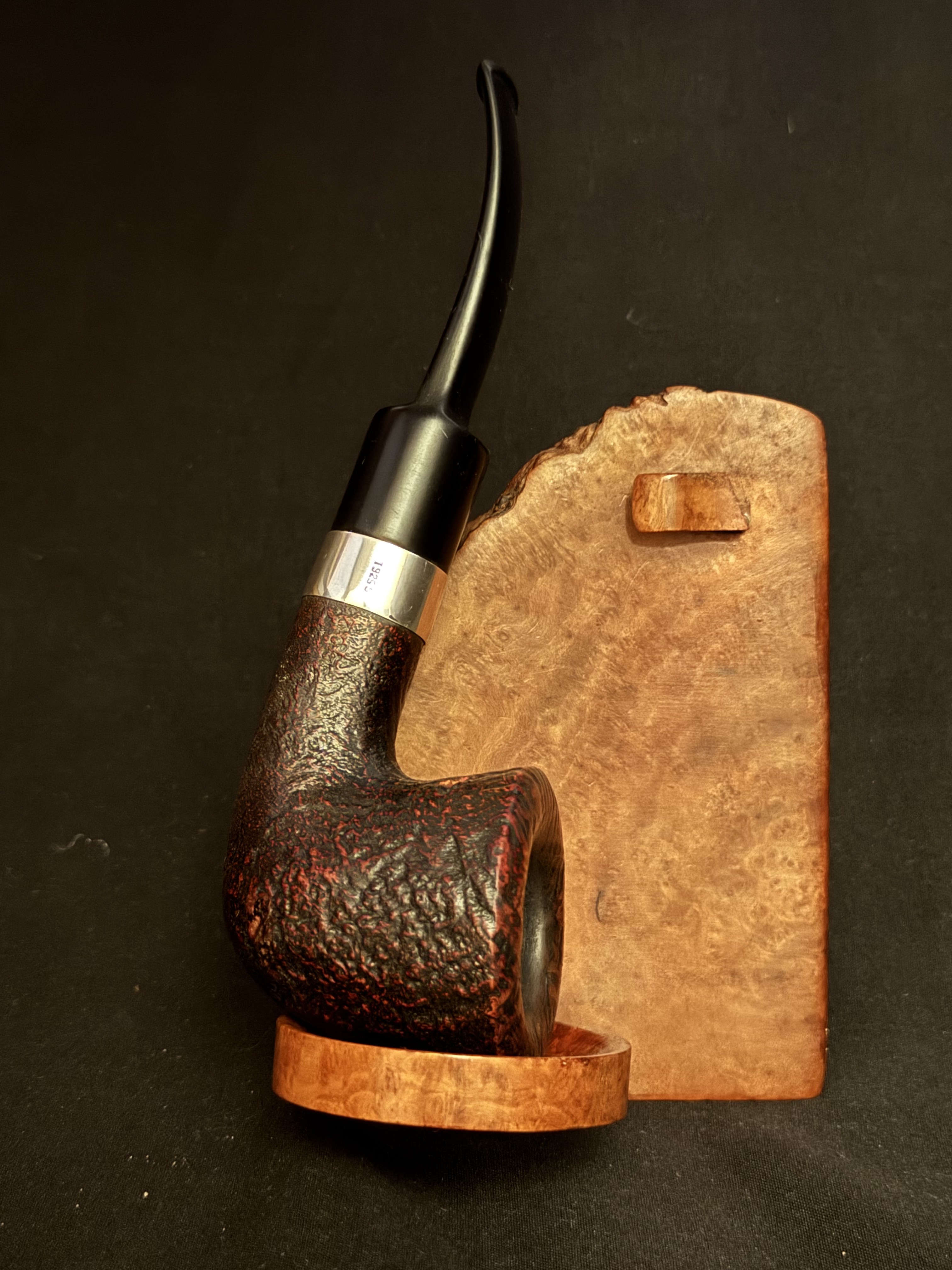 Svendborg Sterling Silver Sandblasted Bent Acorn Estate Pipe, 142mm 2