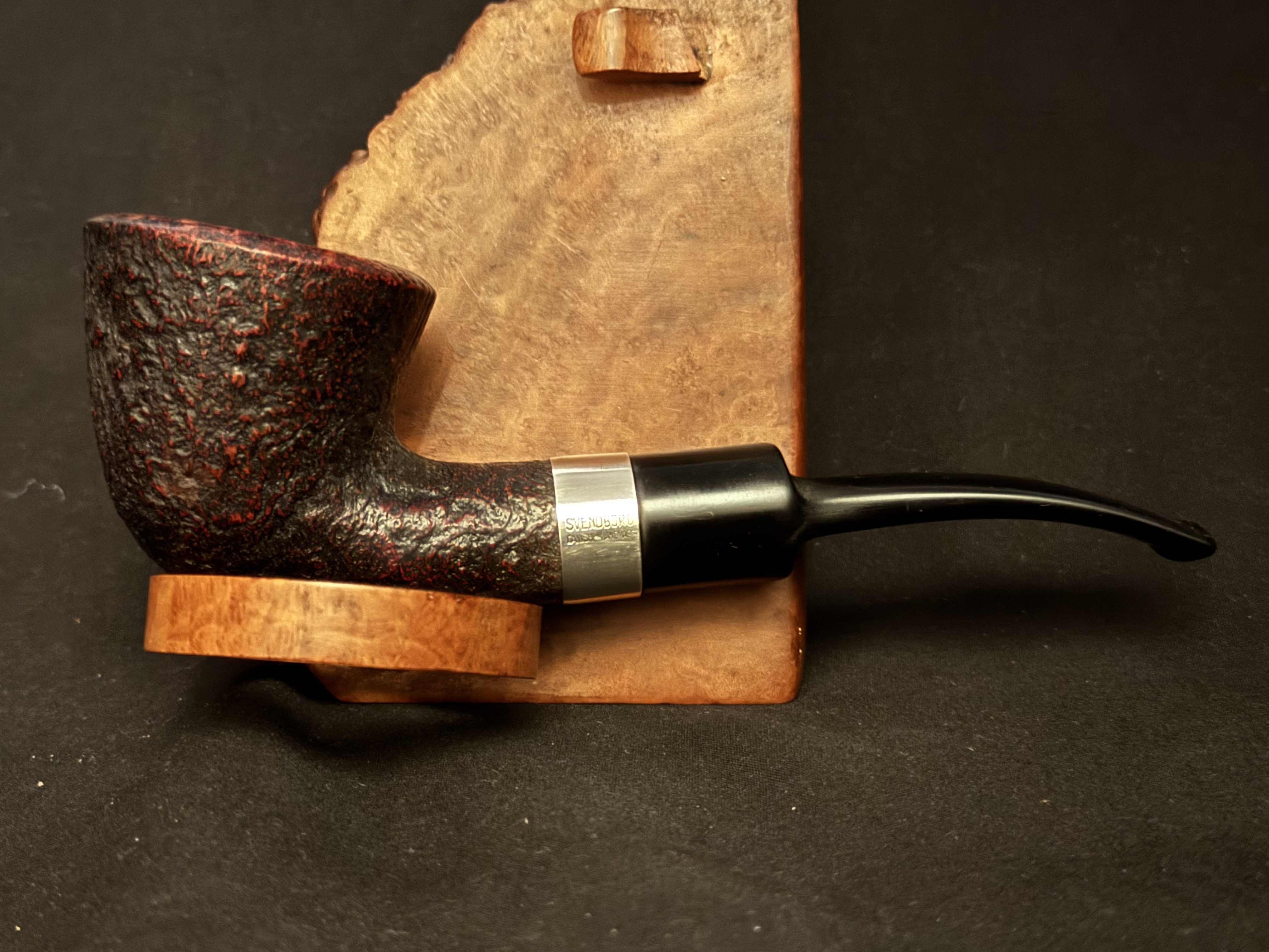 Svendborg Sterling Silver Sandblasted Bent Acorn Estate Pipe, 142mm 3