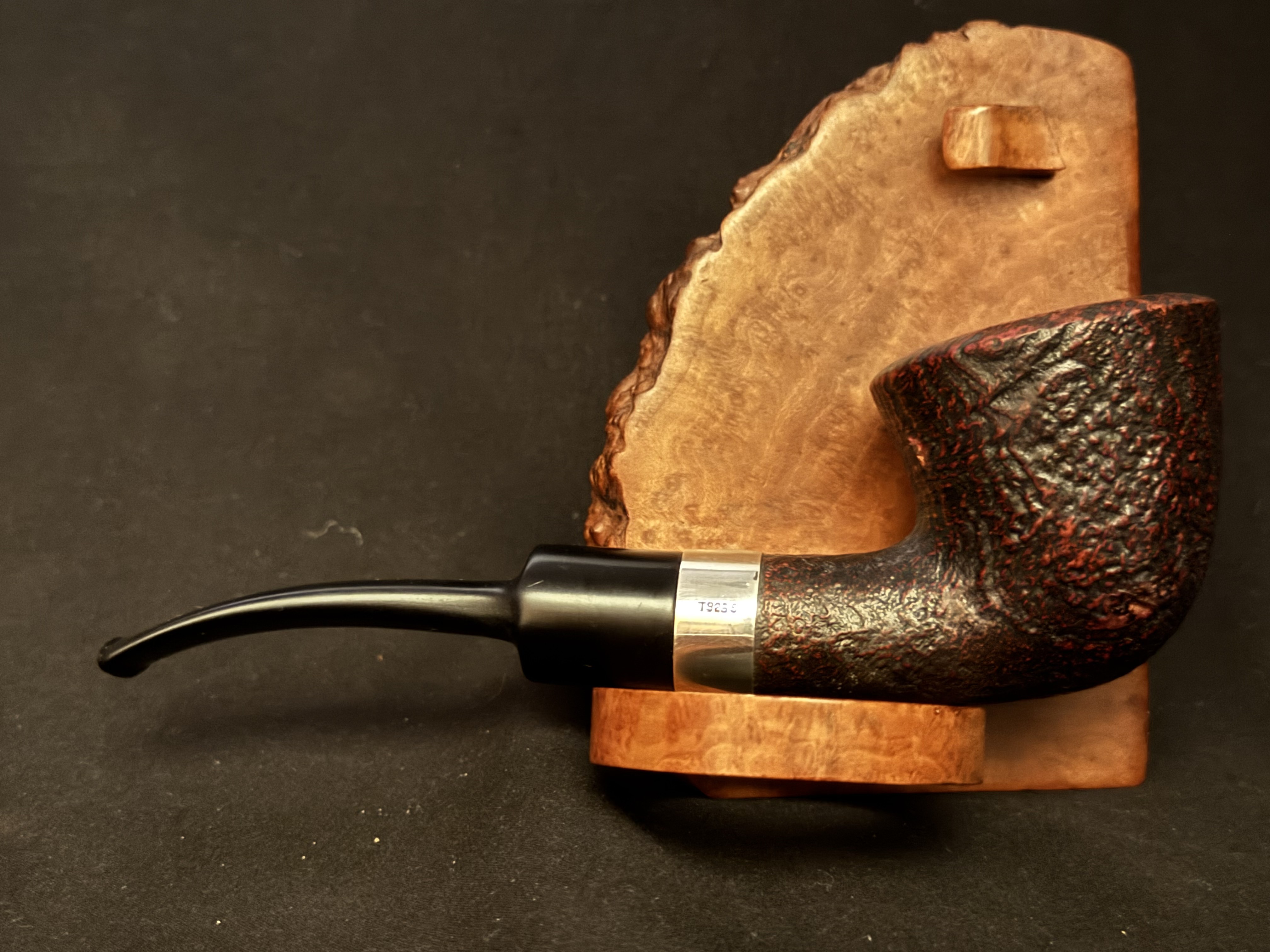 Svendborg Sterling Silver Sandblasted Bent Acorn Estate Pipe, 142mm 4
