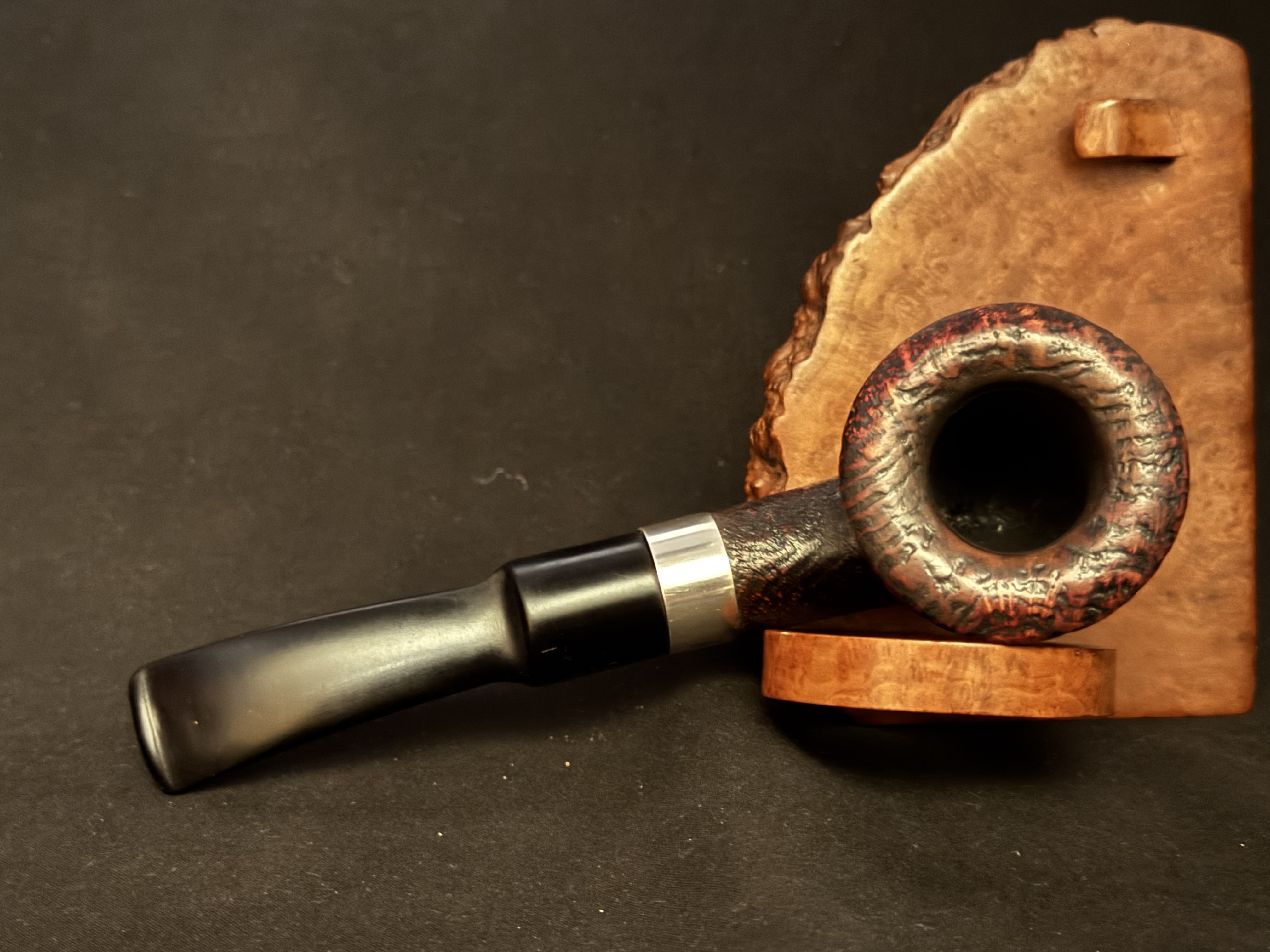 Svendborg Sterling Silver Sandblasted Bent Acorn Estate Pipe, 142mm 5