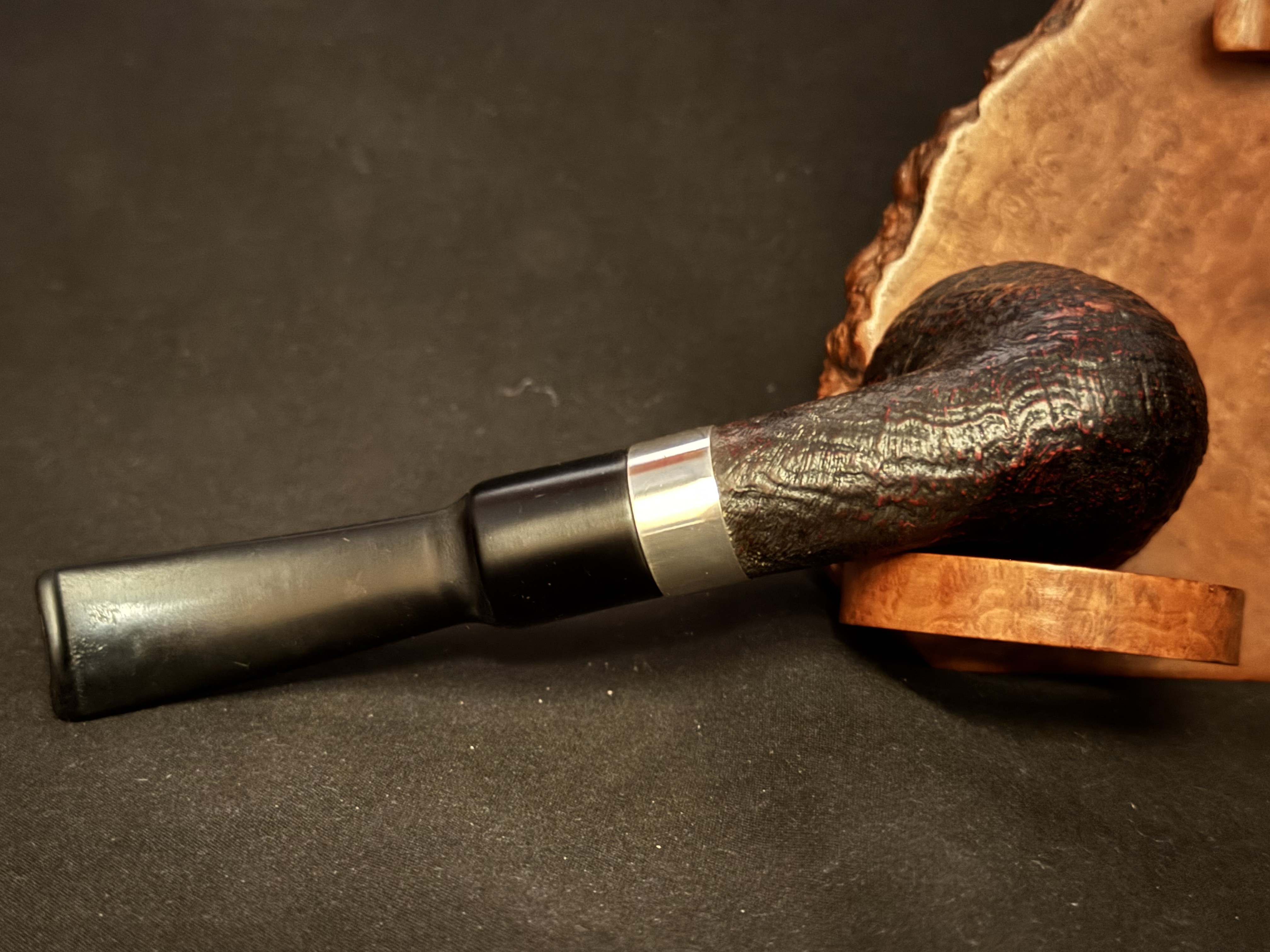 Svendborg Sterling Silver Sandblasted Bent Acorn Estate Pipe, 142mm 6
