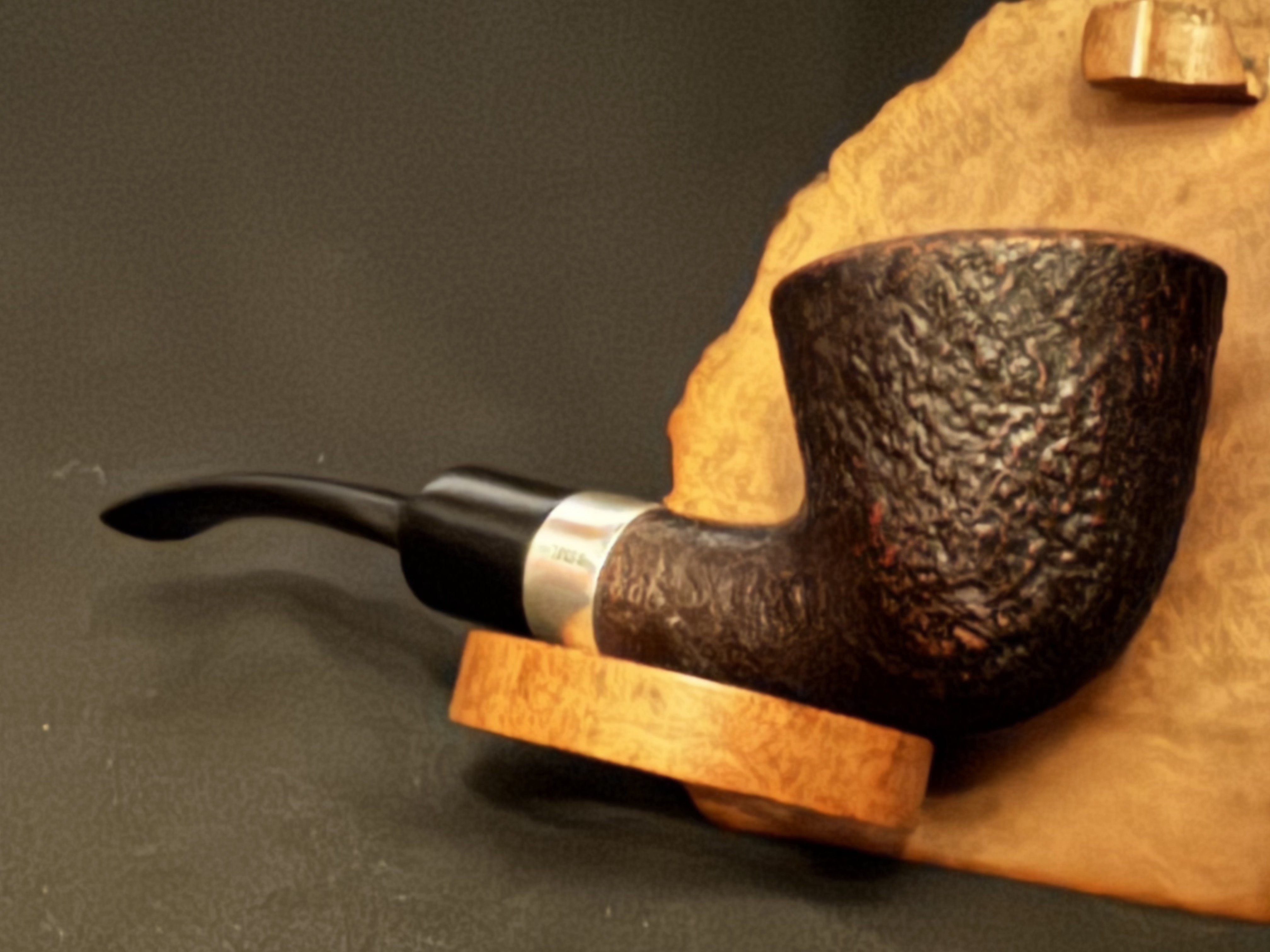 Svendborg Sterling Silver Sandblasted Bent Acorn Estate Pipe, 142mm 7
