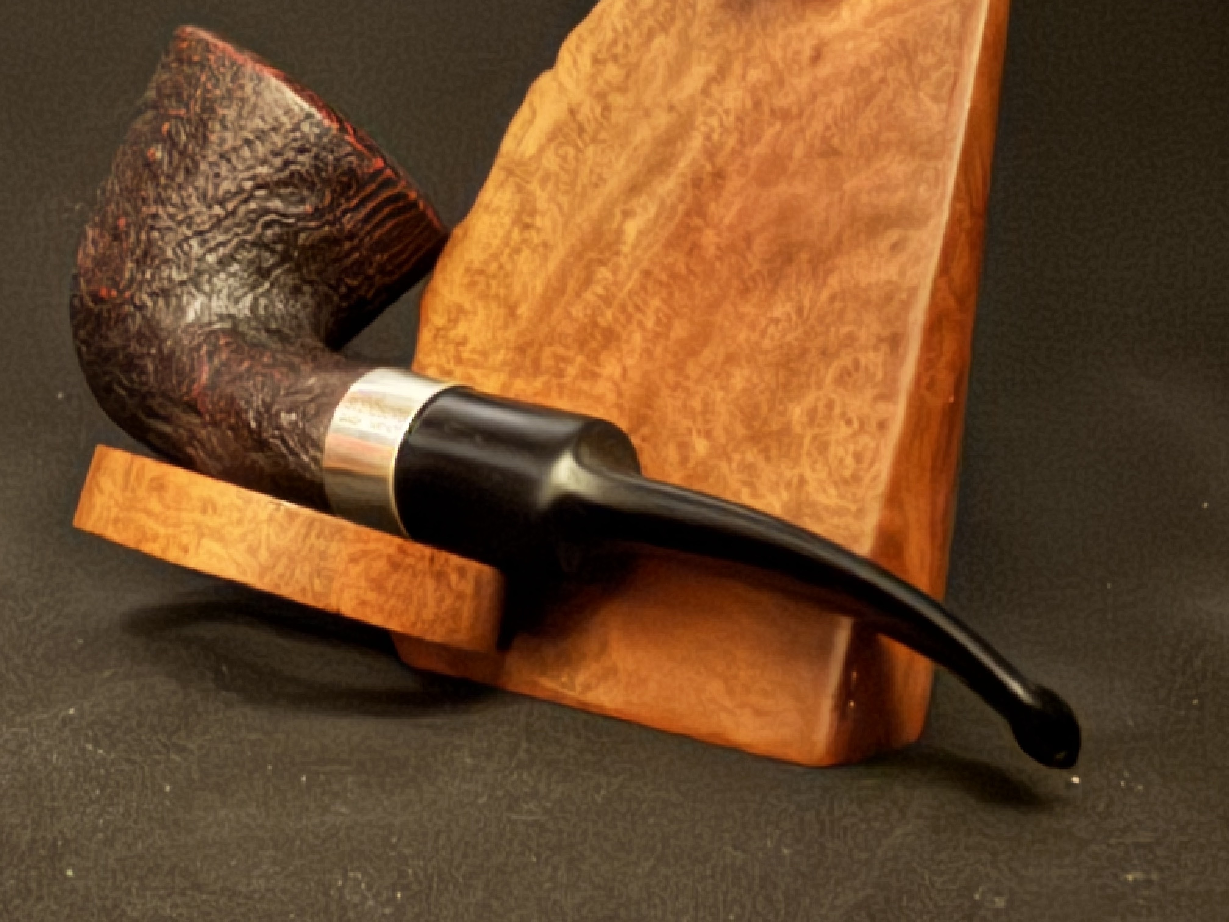 Svendborg Sterling Silver Sandblasted Bent Acorn Estate Pipe, 142mm 9