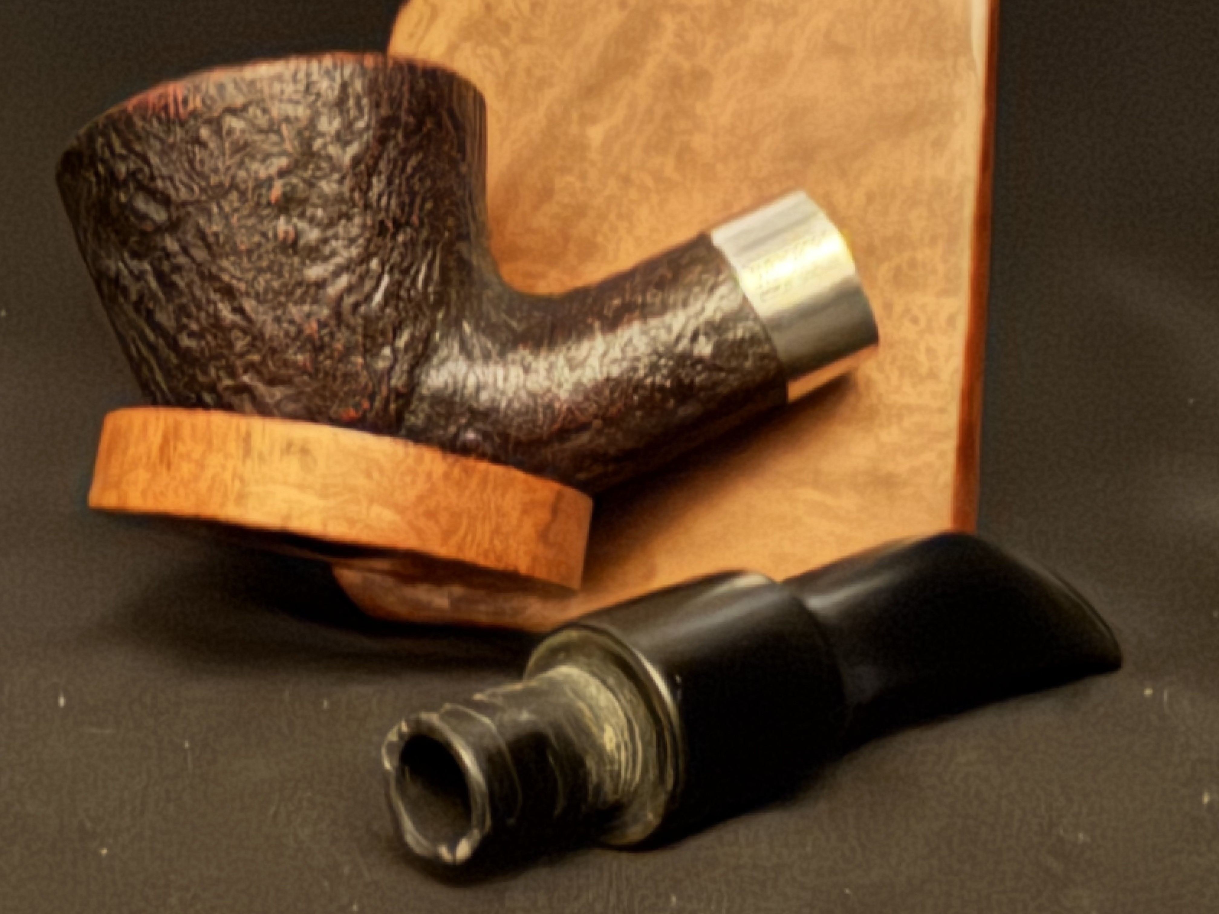 Svendborg Sterling Silver Sandblasted Bent Acorn Estate Pipe, 142mm 8