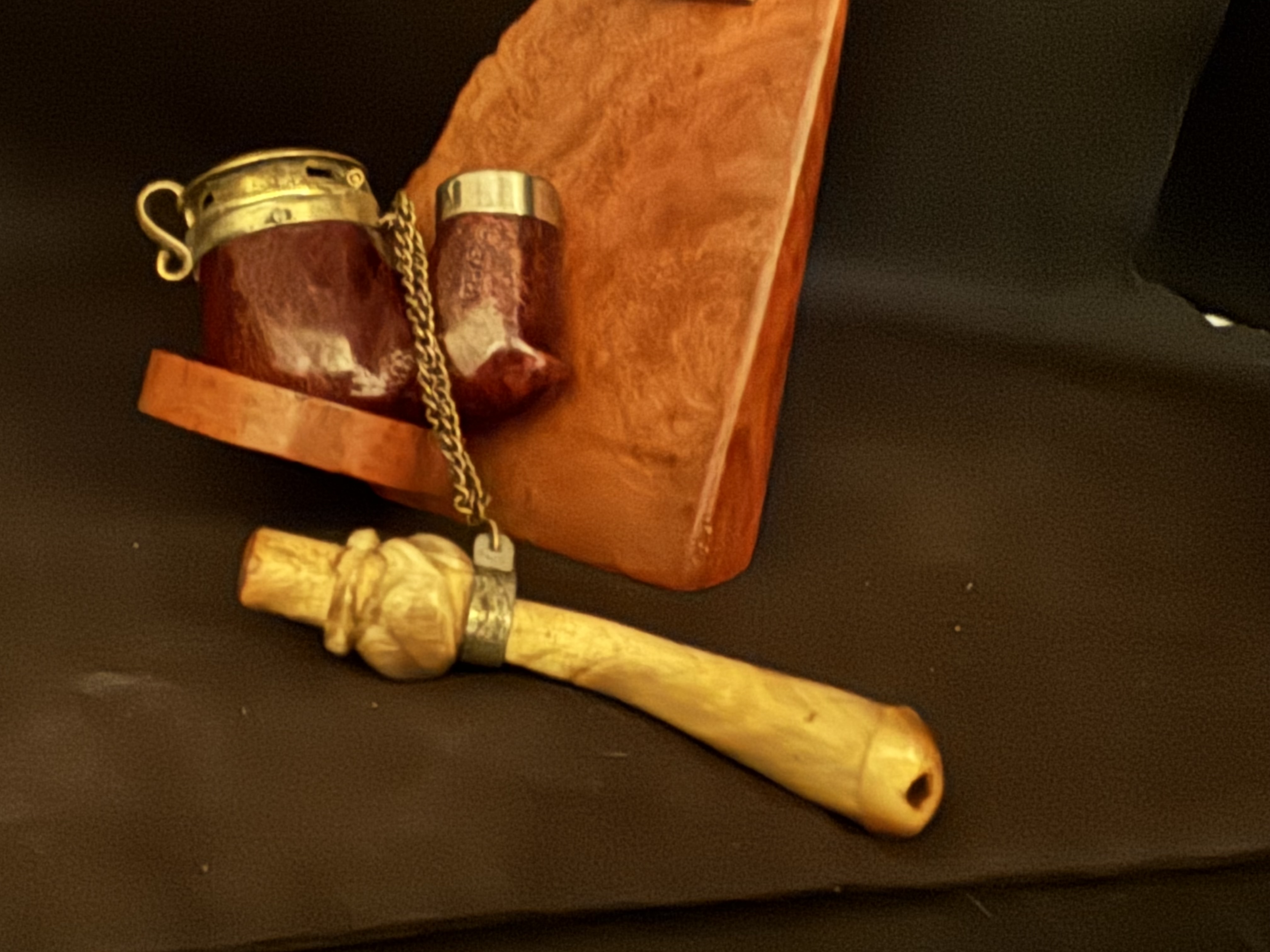 Bruyere Smooth Bent Briar Estate Pipe - German Made, Metal End Cap, Pre-Smoked, No Filter 6