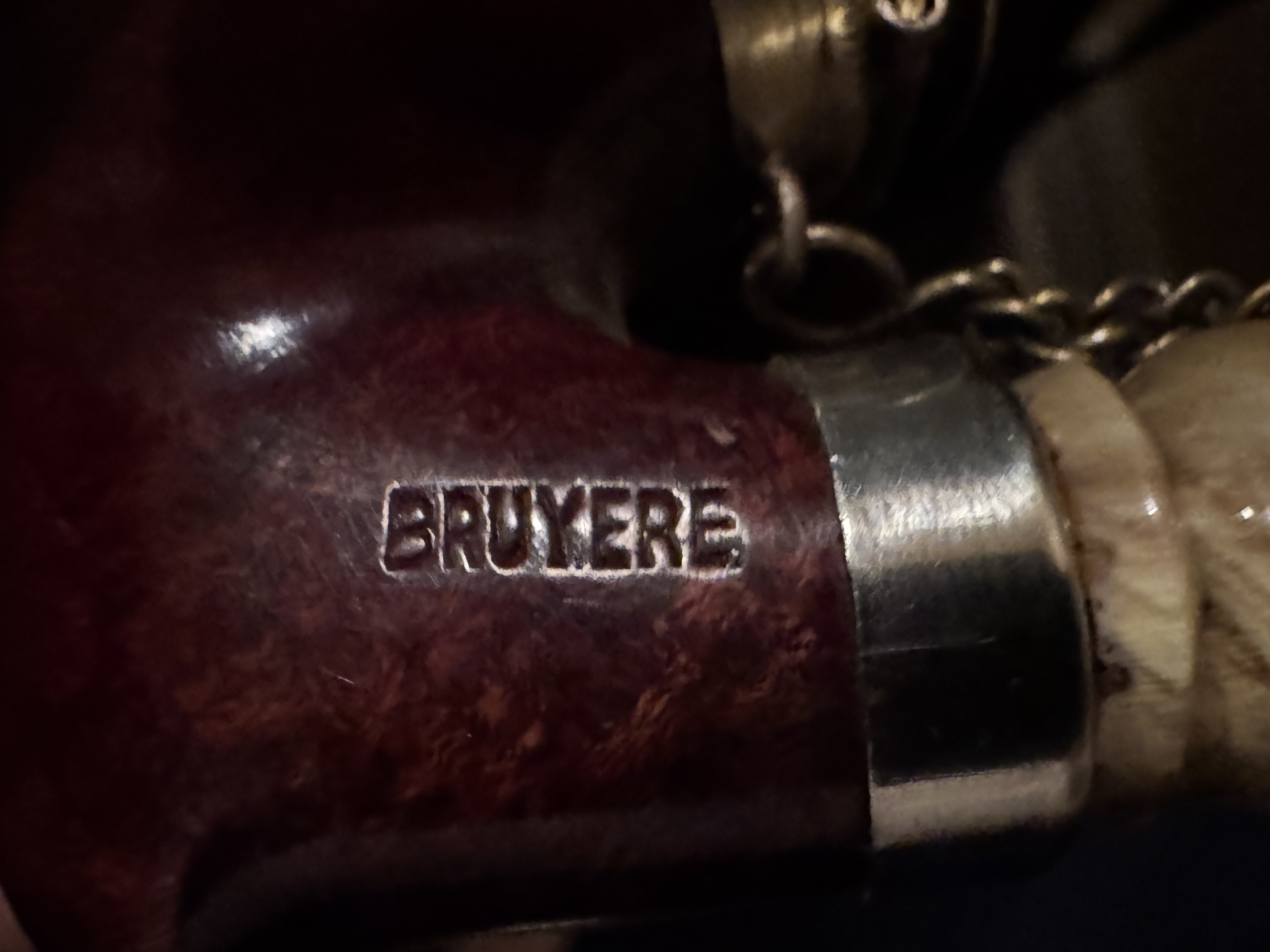 Bruyere Smooth Bent Briar Estate Pipe - German Made, Metal End Cap, Pre-Smoked, No Filter 10