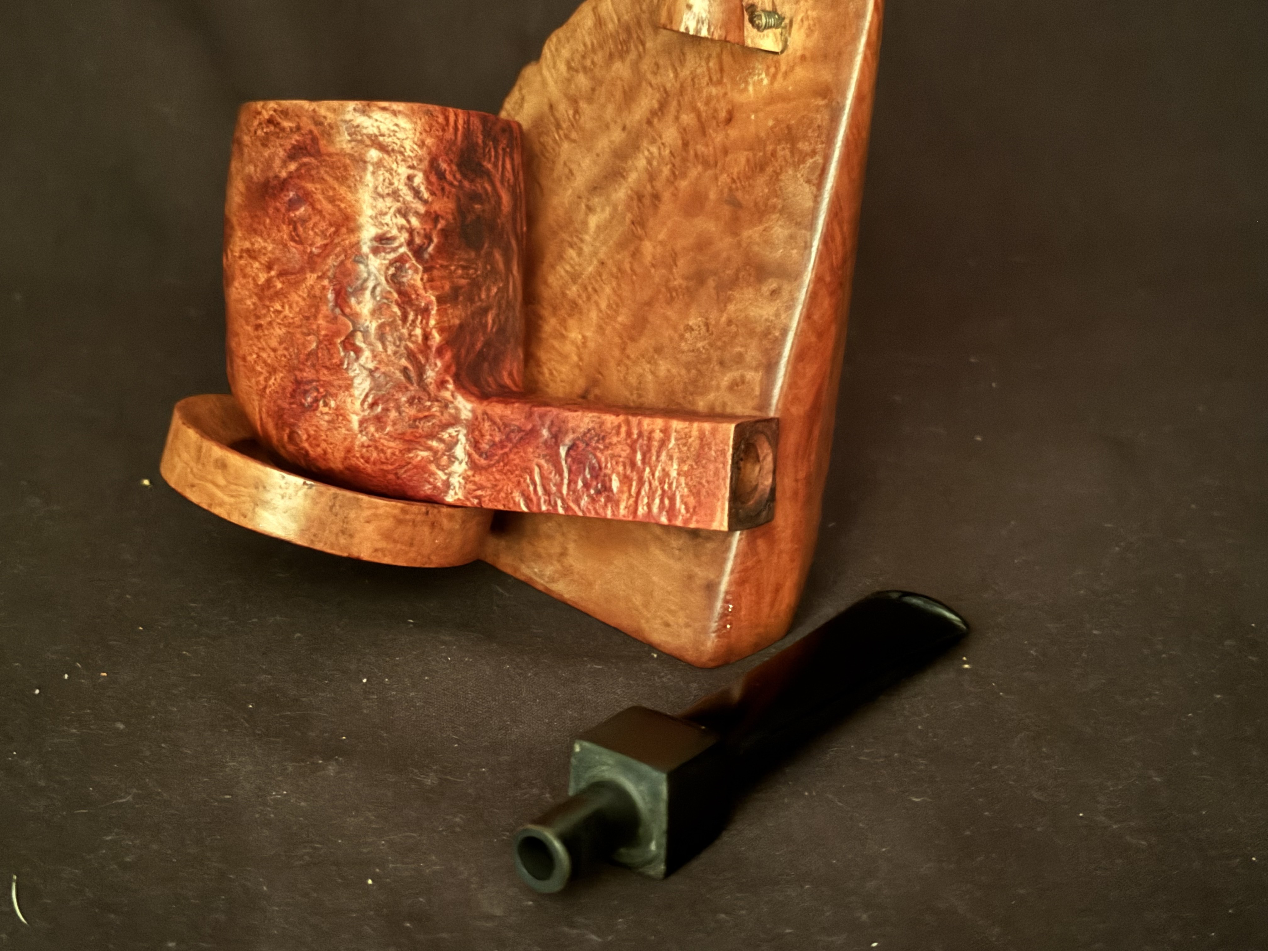 Tower Perfect Briar Sandblast Paneled Billiard Estate Pipe - Vulcanite Saddle Stem, Fishtail Mouthpiece 2